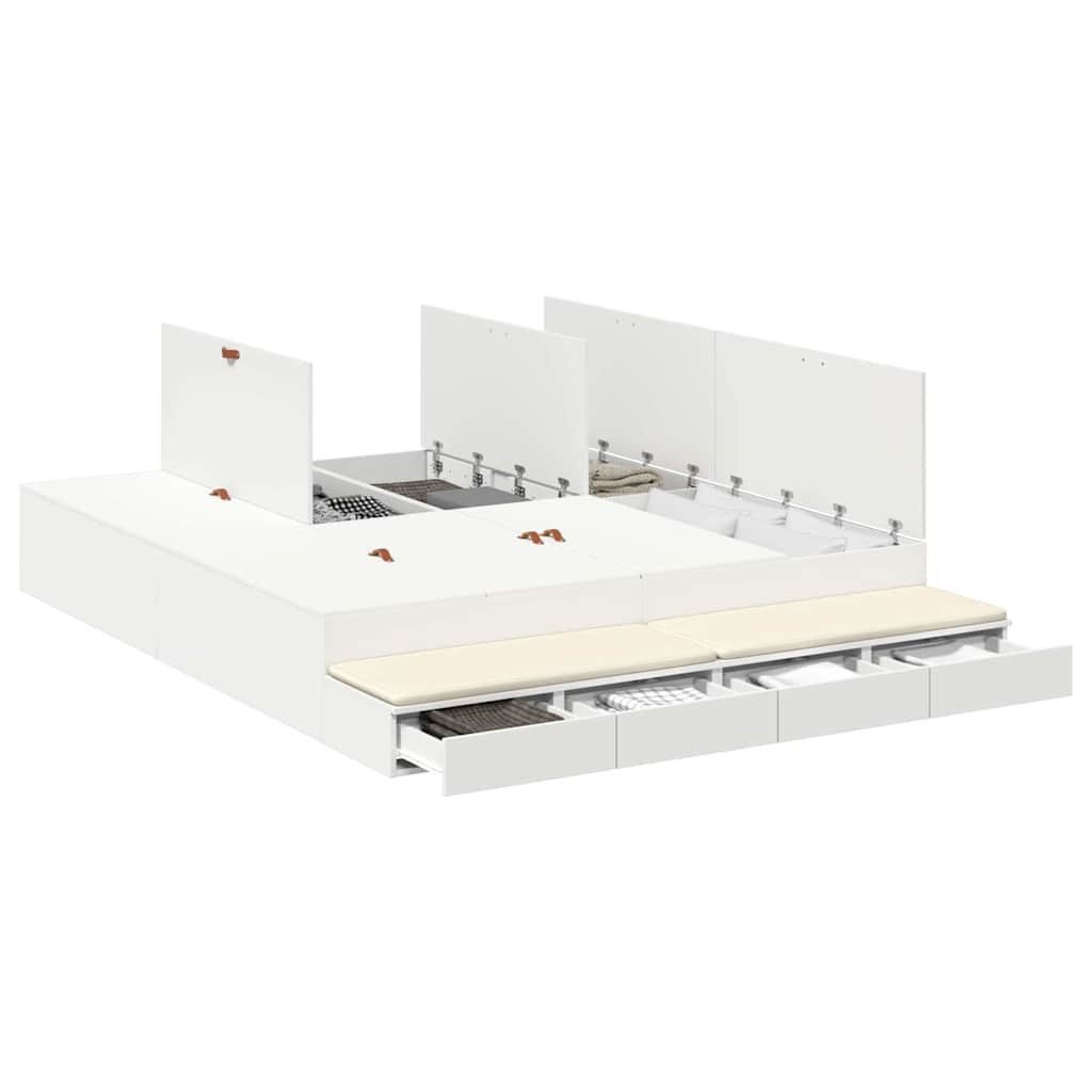 vidaXL Bett Aufbewahrungsbettgestell mit Speicher Weiß 200 cm Holzwerkstoff (1-tlg)