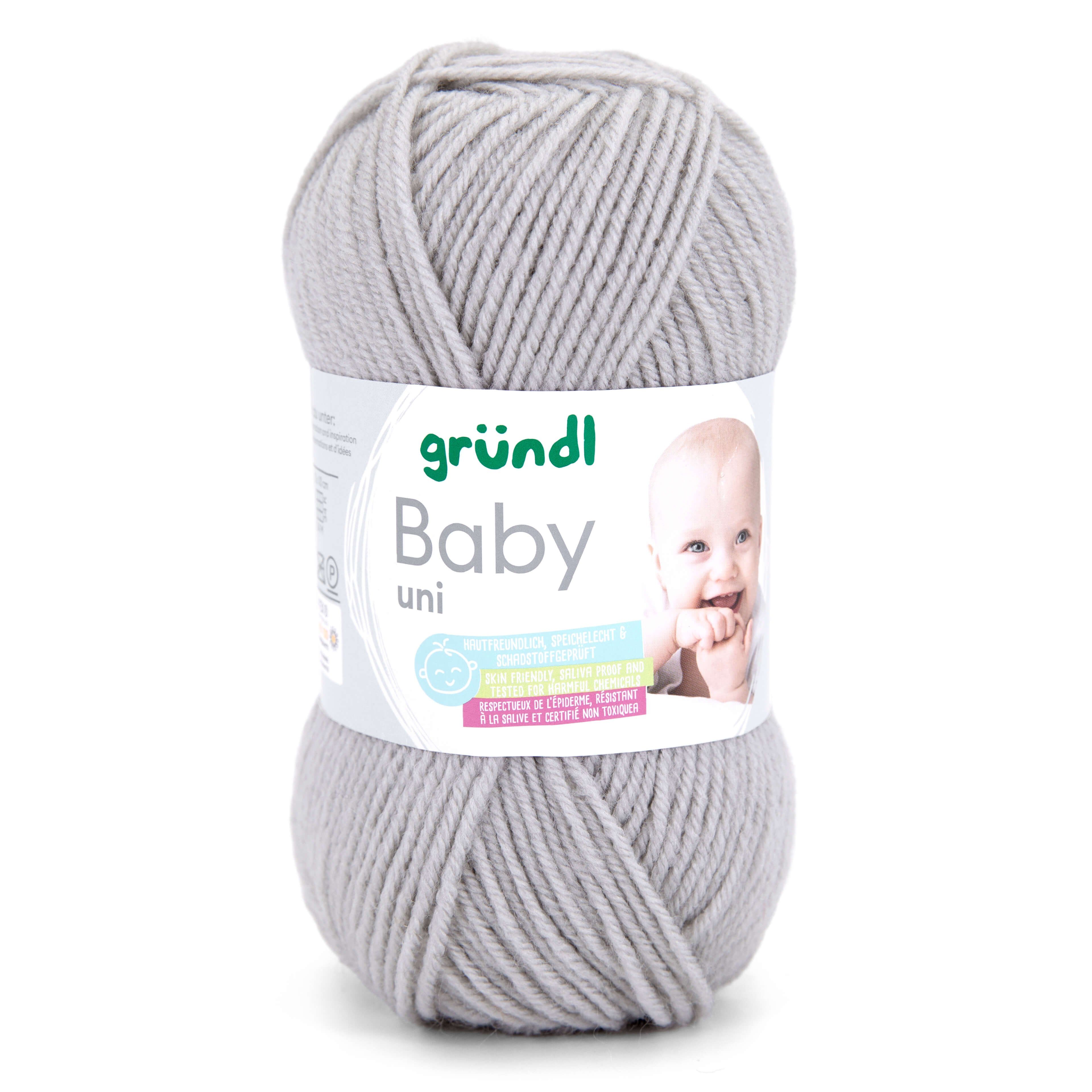 Gründl Wolle Baby uni 50g Babywolle zum Stricken und Häkeln Häkelwolle, 150,00 m (Strickgarn, Handstrickgarn, Strickwolle, hautfreundlich, spreichelecht), weich und pflegeleicht