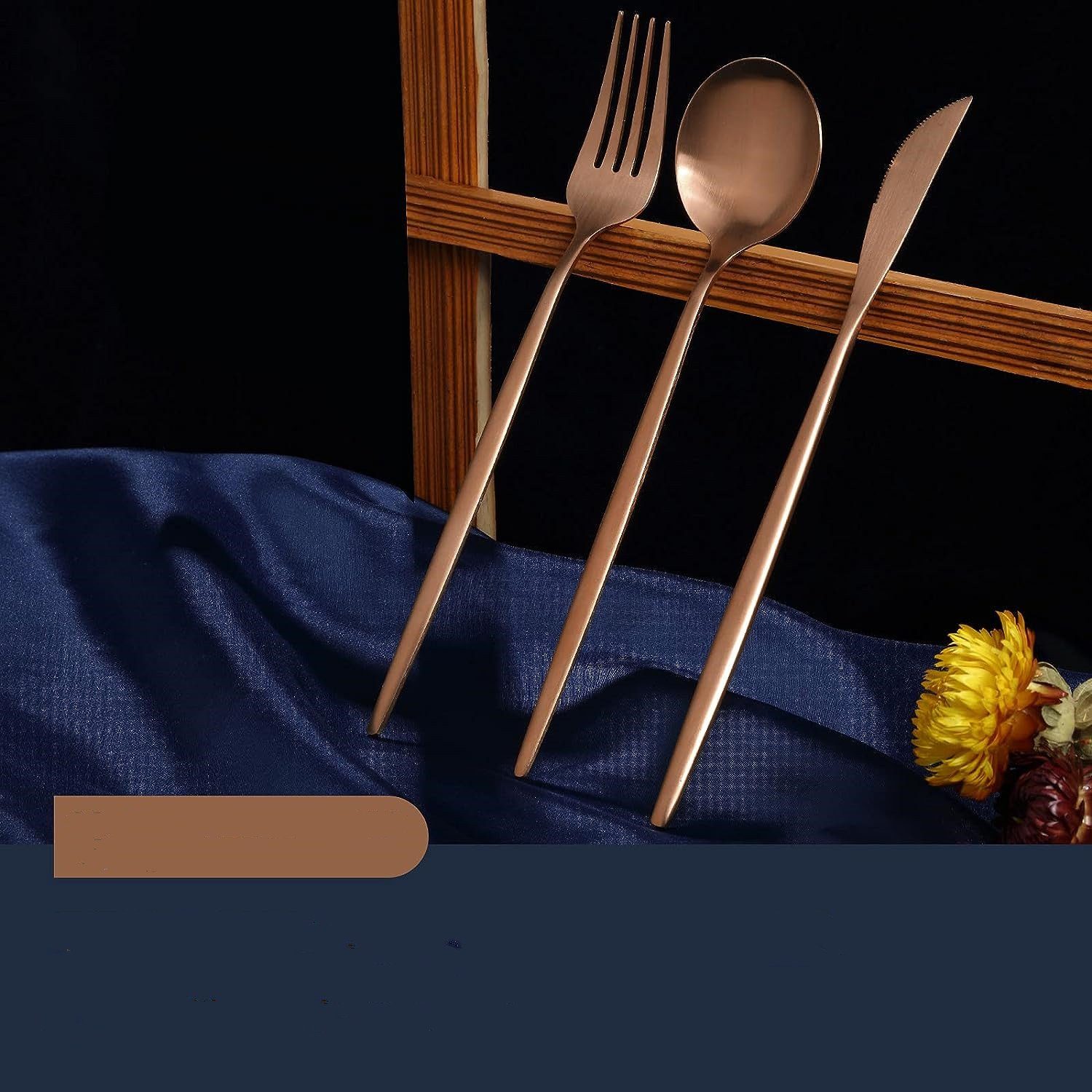 Rosegold KEENZO Essbesteck Set Messer Gabel Löffel mit Edelstahl 72teilig Besteck-Set