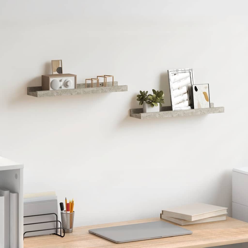 furnicato Wandregal 40 x 9 x 3 cm Betongrau, 2-tlg., Schweberegal mit Ablage für Dekoartikel im Wohnzimmer