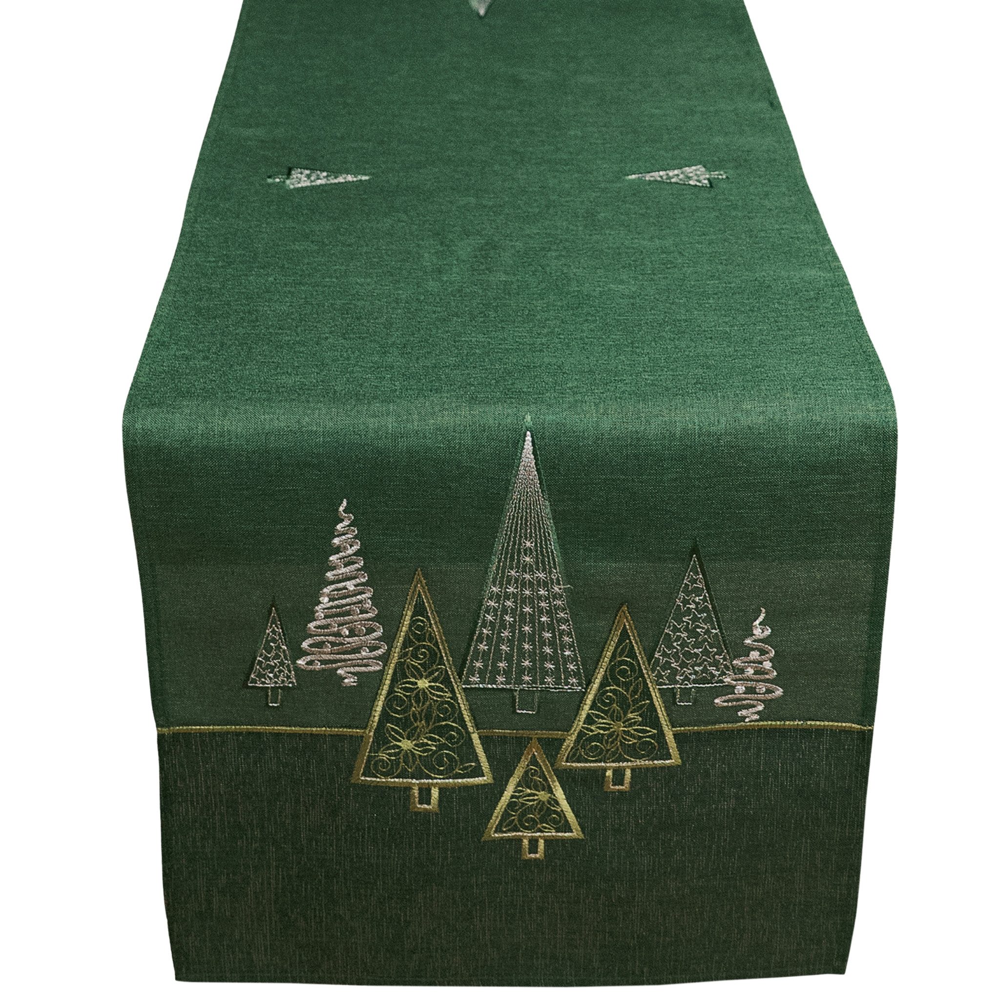 matches21 HOME & HOBBY Tischdecke 40x140 cm Tischläufer dunkelgrün edle Tannenbäume für Weihnachten (1-tlg), Ideal für Advent und Weihnachtsdeko