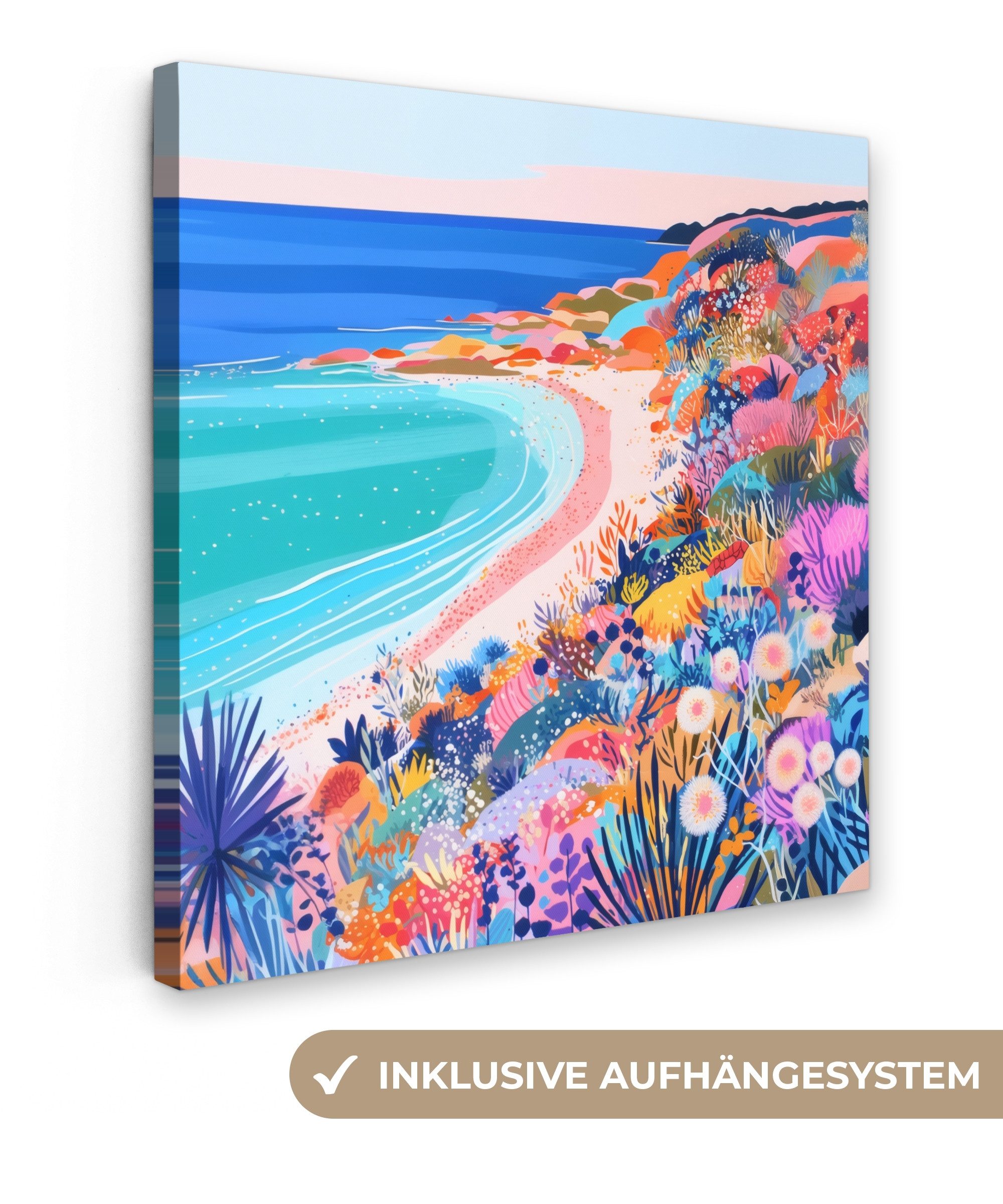 OneMillionCanvasses® Leinwandbild Blumenwiese - Meer - günstig online kaufen