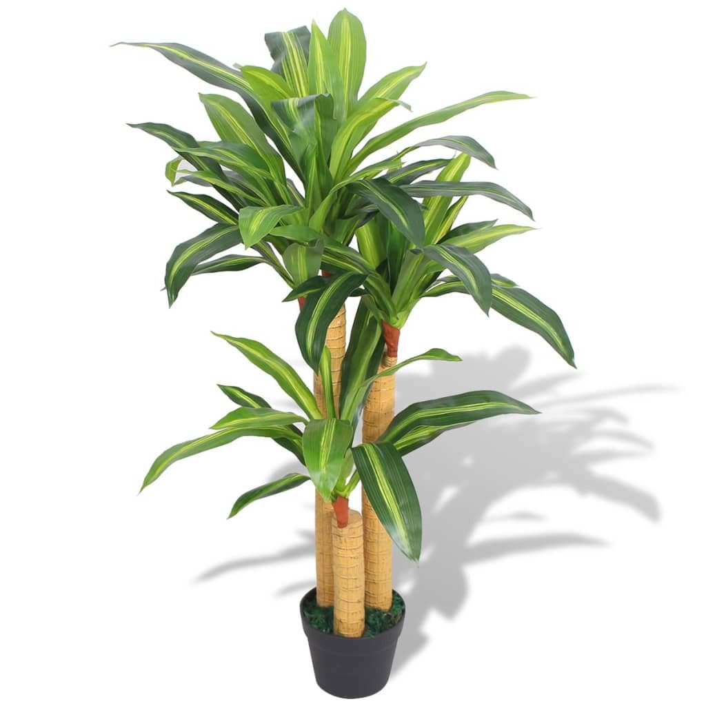 Kunstpflanze Künstlicher Drachenbaum mit Topf 100 cm Grün