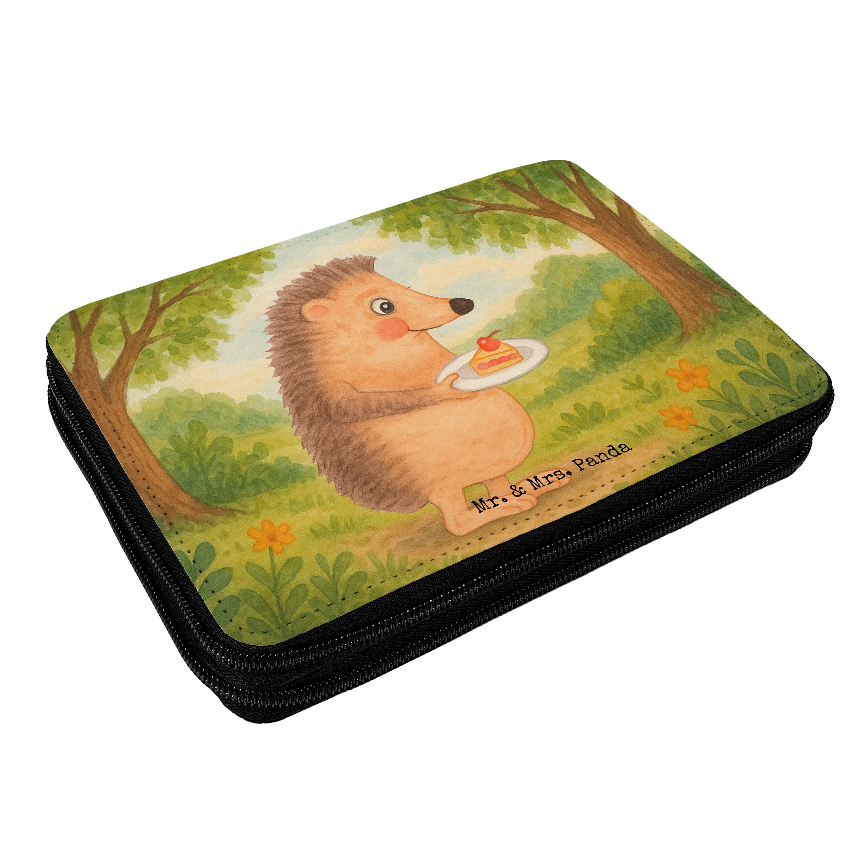 Mr. & Mrs. Panda Federmäppchen Igel Kuchenstück Design, Federmäppchen, Weiß, Stifteetui, Lustige Spr, (Packung), Mäppchen Kuchen Kuchen Backen