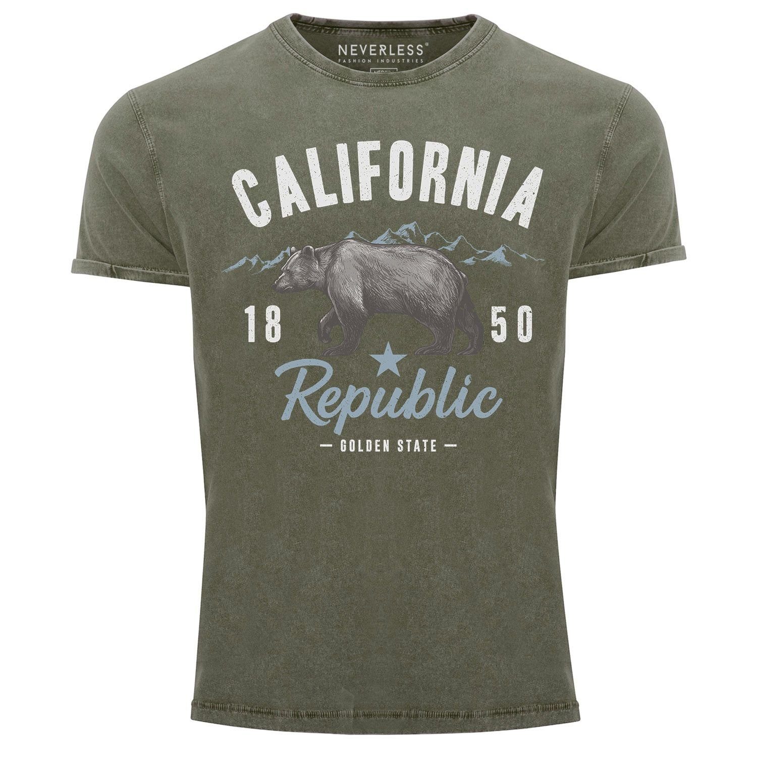 Neverless Print-Shirt Herren Vintage Shirt California günstig online kaufen