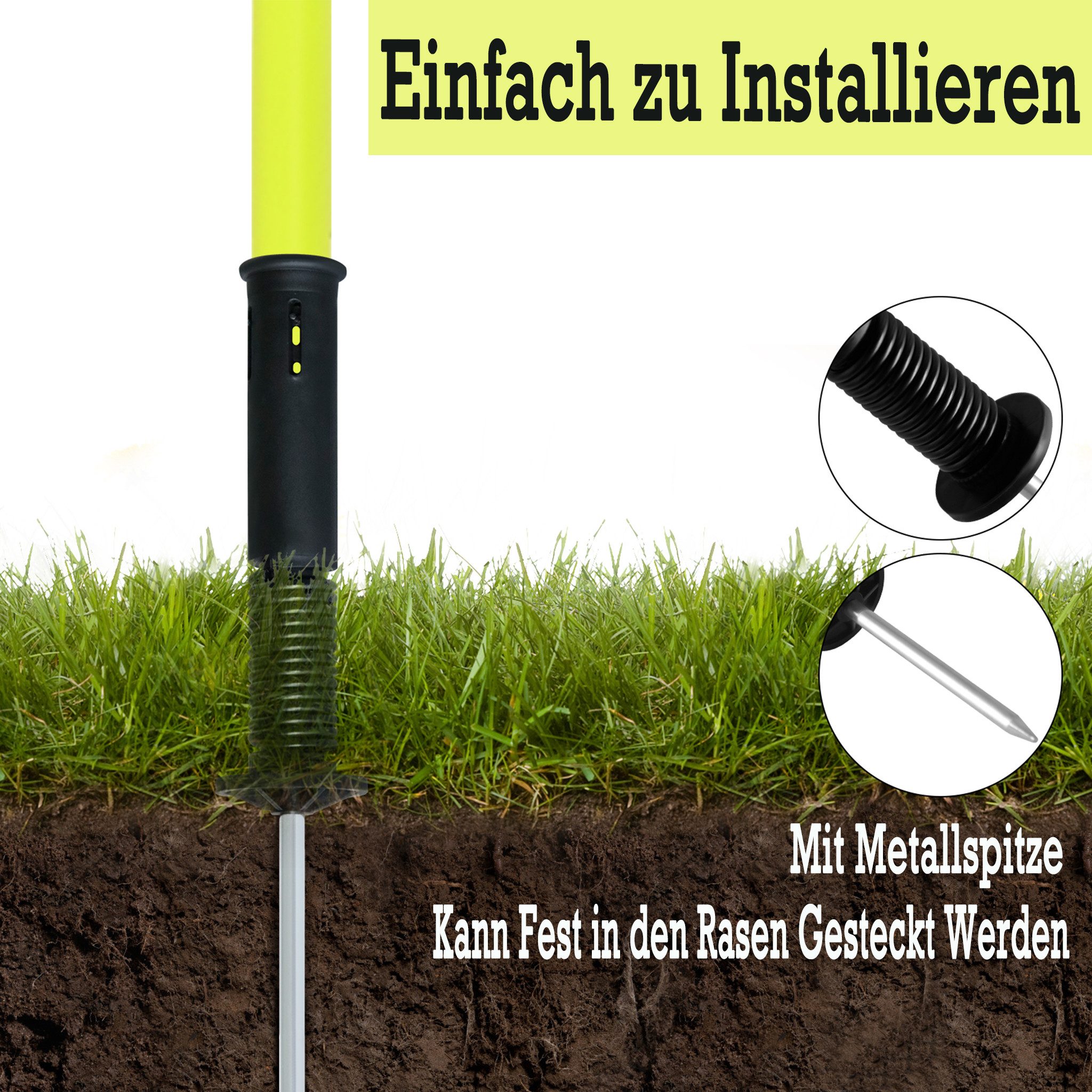FIVMEN Trainingshilfe Agility Fussball Slalomstangen Set aus 6 Slalom Stangen Hürdenstangen, Für Erwachsene Kinder Hunde Training mit Erdspieß und Tragetasche