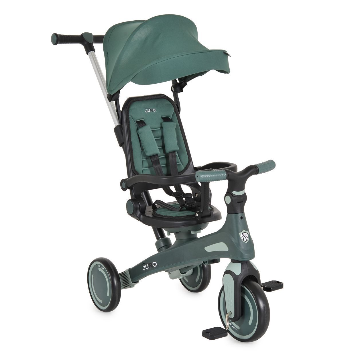 Byox Dreirad Dreirad Juno 4 in 1 Laufrad, Schiebegriff Sitzdrehung Sonnendach