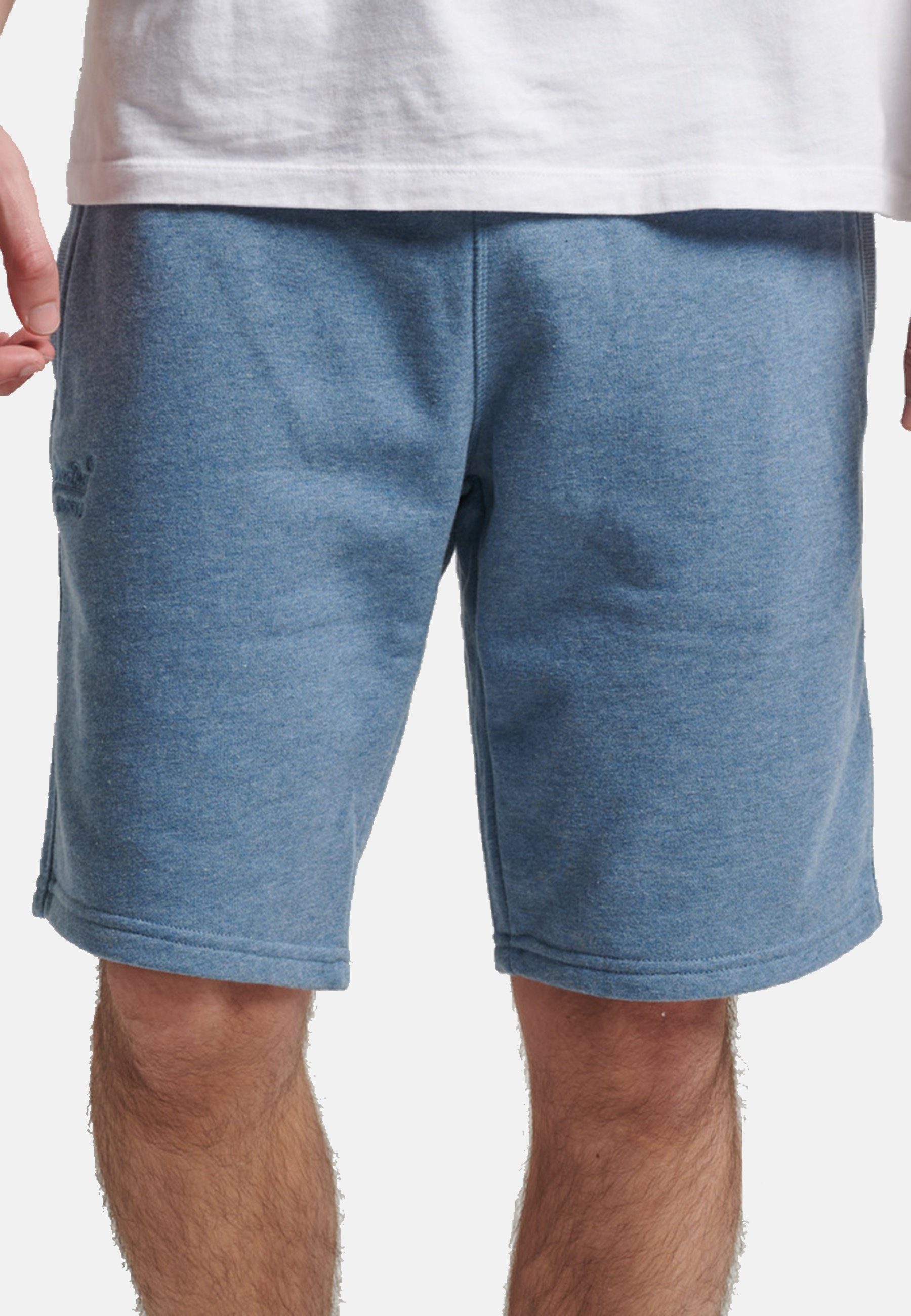 Superdry Sweatshorts Hose Vintage Jersey-Shorts mit Logo-Stickerei blau