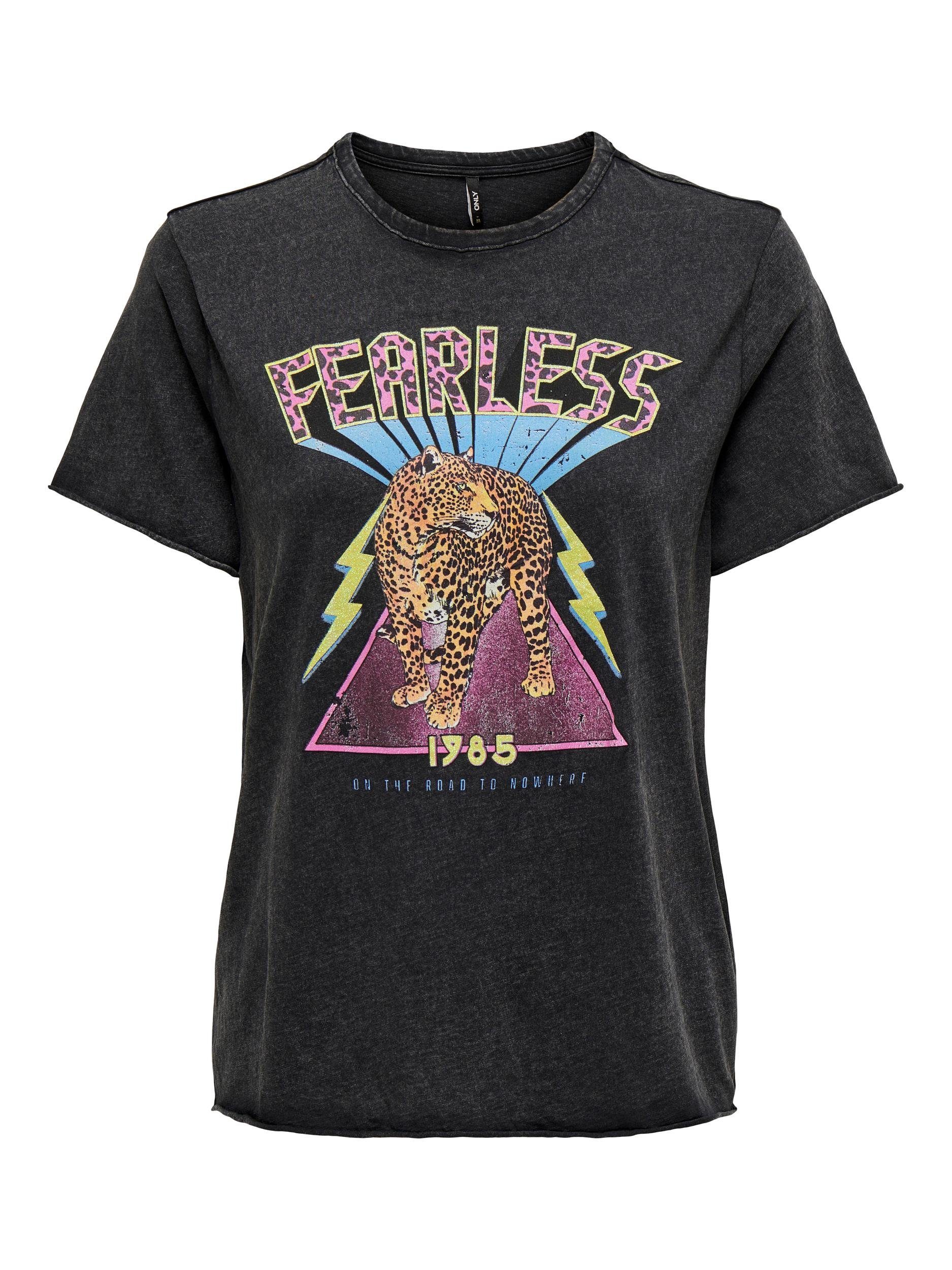 ONLY Rundhalsshirt ONLLUCKY REG S/S Print:Fearless TOP SPIRIT Black BOX JRS