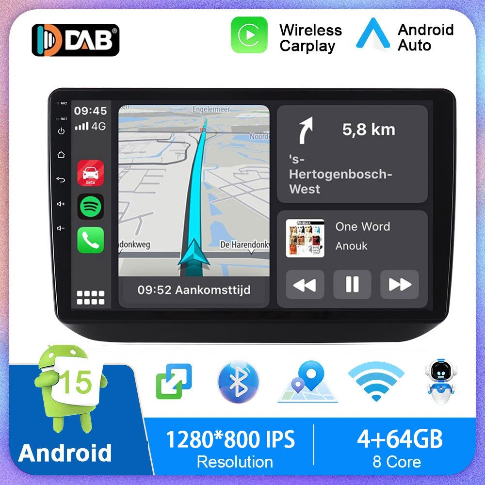 A-Sure 4+64GB 8-Core Für Skoda Fabia 2 II 542 545 2007-2013 Android 15 Navi Autoradio (Digitalradio (DAB), FM, AM, 1280*800 IPS Screen/RDS, DSP, GPS, SWC, UI Theme, Siri, Mirrorlink, Google play, Netflix, Youtube, Calendar, TikTok)
