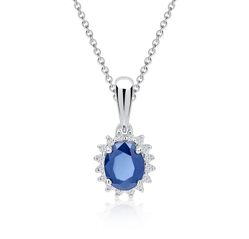 Unique Collier Collier mit Saphir und Di... Unique Collier Collier mit Saphir und Di...
