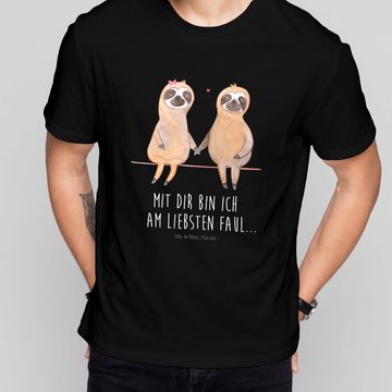 Mr. & Mrs. Panda T-Shirt Faultier Pärchen - Schwarz - Geschenk, verlobt, Frauen, Lieblingstier (1-tlg)