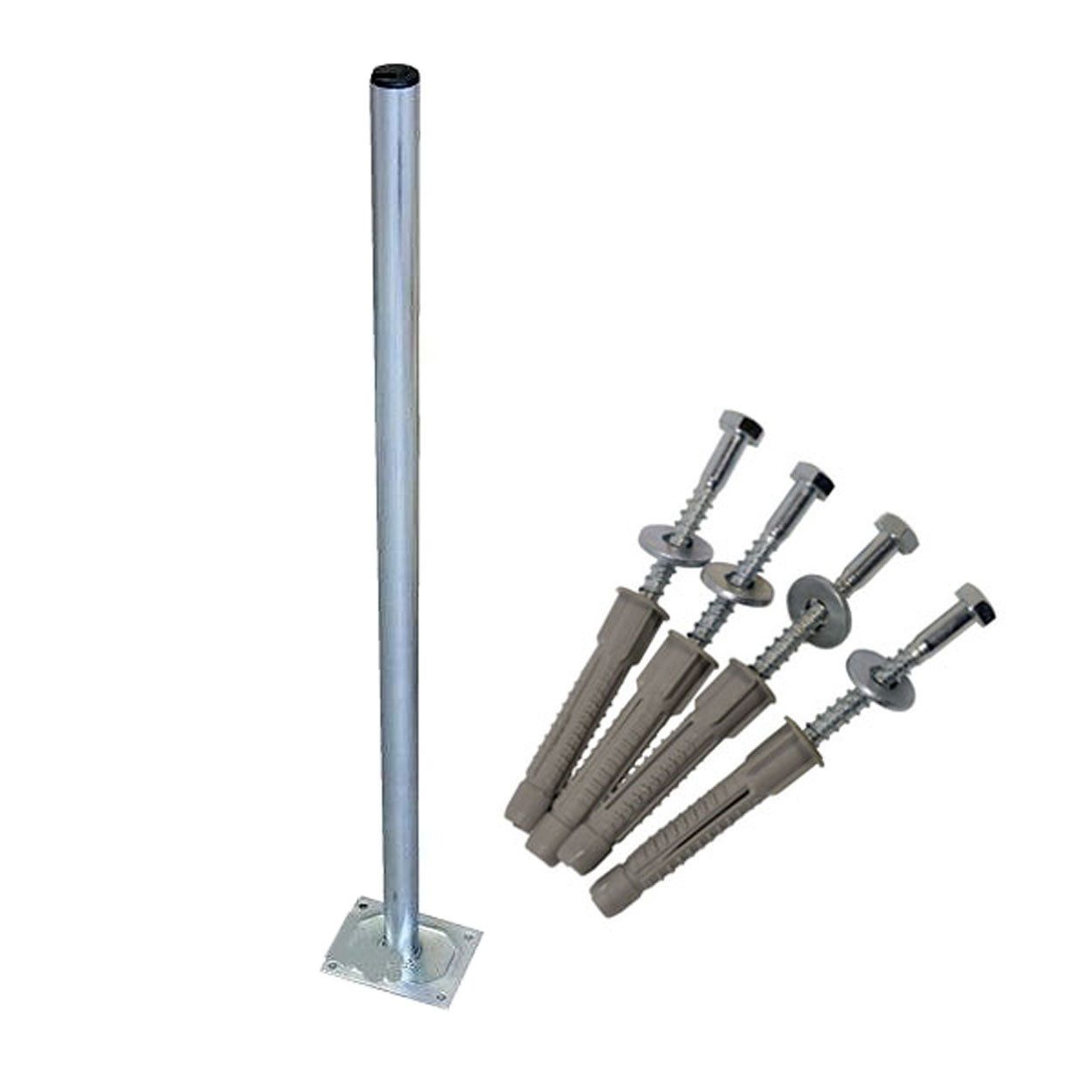 PremiumX SAT-Halterung 100cm 38mm Standfuß Stahl SAT Antennenmast Mastfuß Schraubensatz