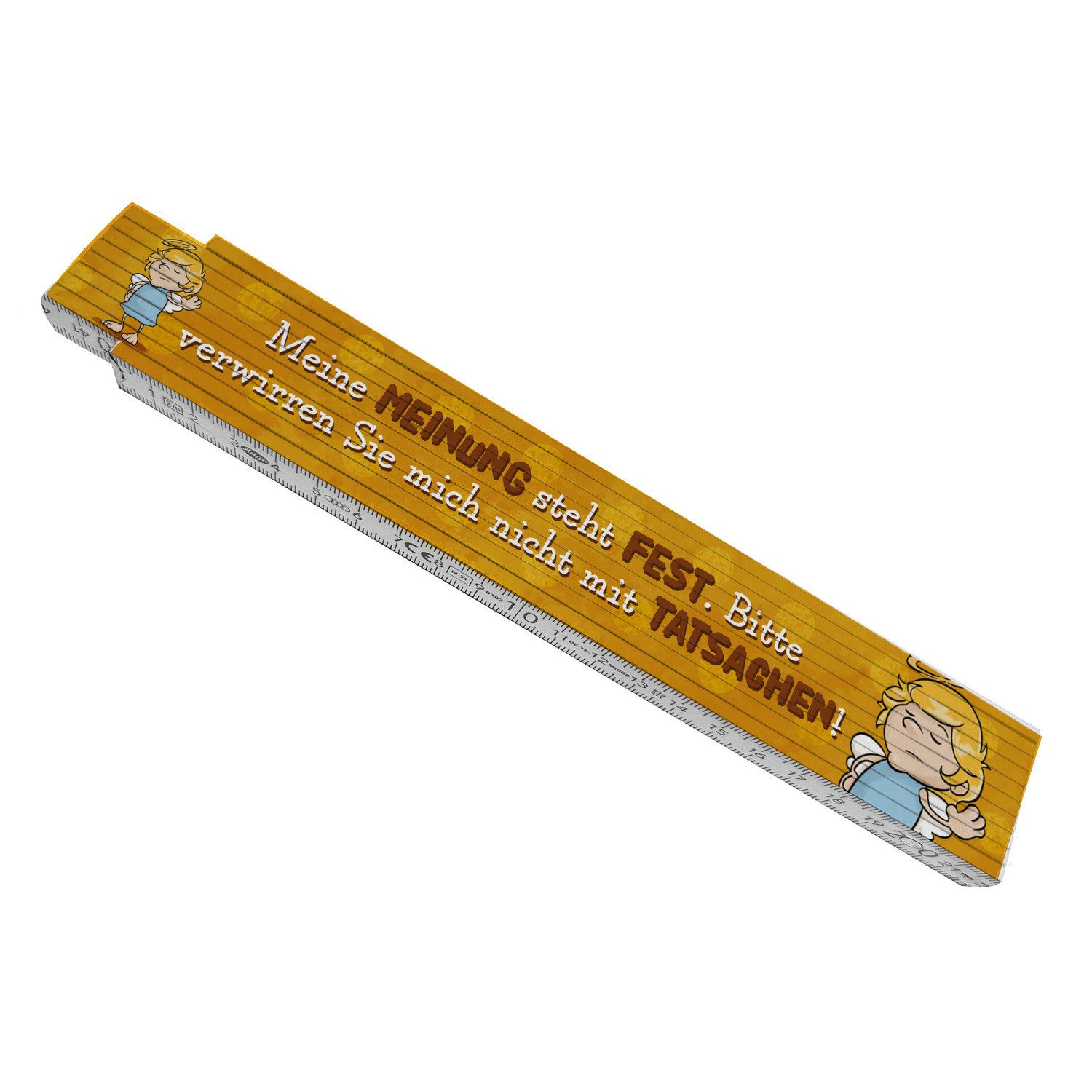 speecheese Zollstock Engel Meterstab aus Holz mit Spruch Verwirre mich nicht Tatsachen in