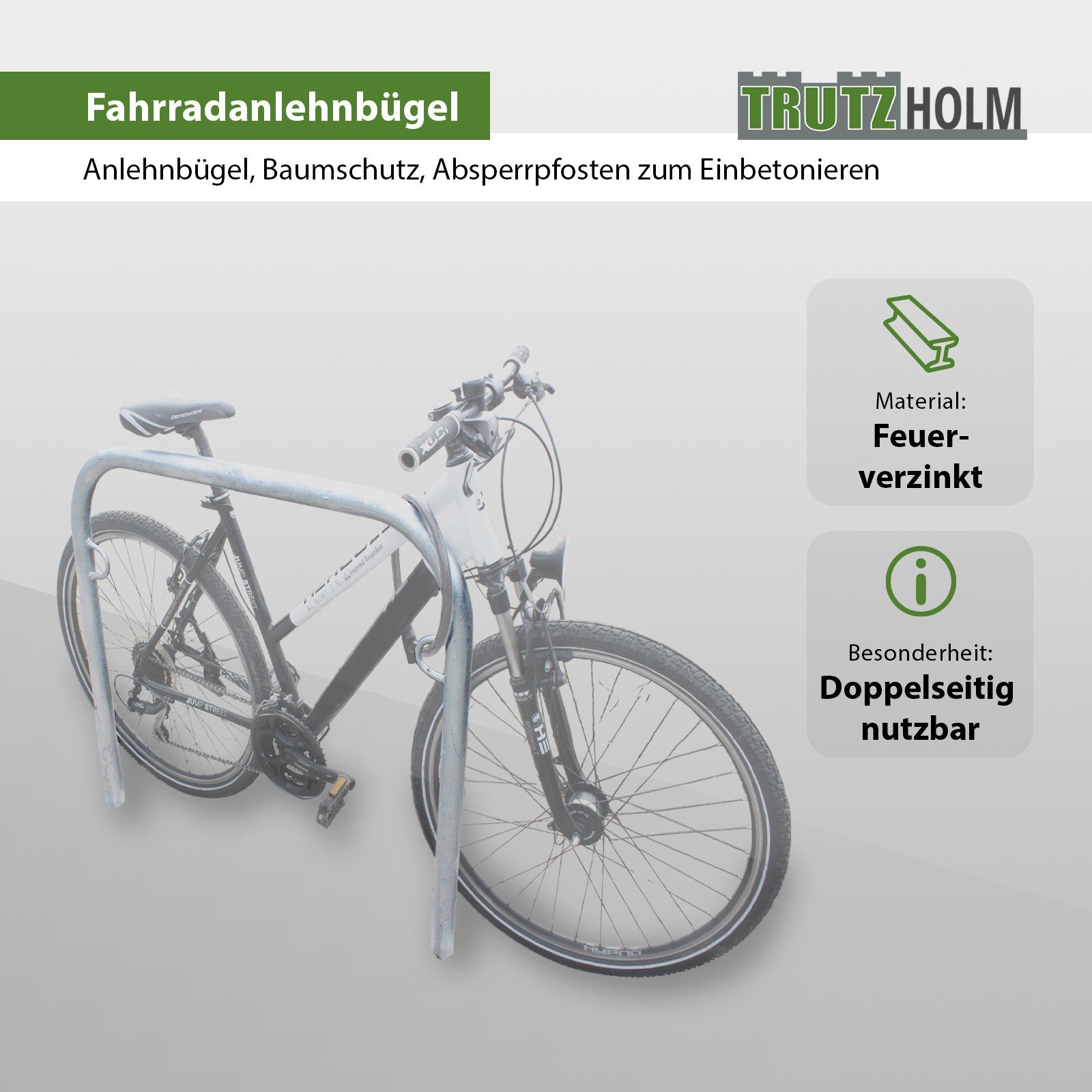 TRUTZHOLM Fahrradständer Fahrradanlehnbügel 115 x 99 cm Stah Ø 49 mm Fahrradständer Typ U, zum Einbetonieren,feuerverzinkt