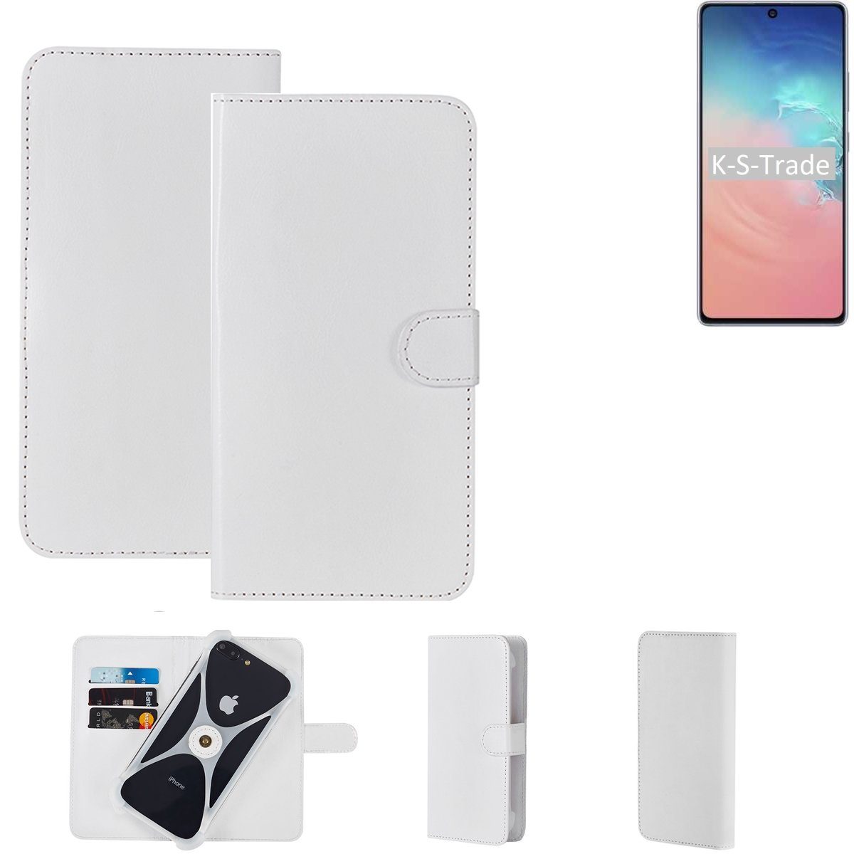 K-S-Trade Handyhülle für Samsung Galaxy S10 Lite, Handy Hülle Schutz Hülle Cover Case Bookstyle Bumper weiß 1x