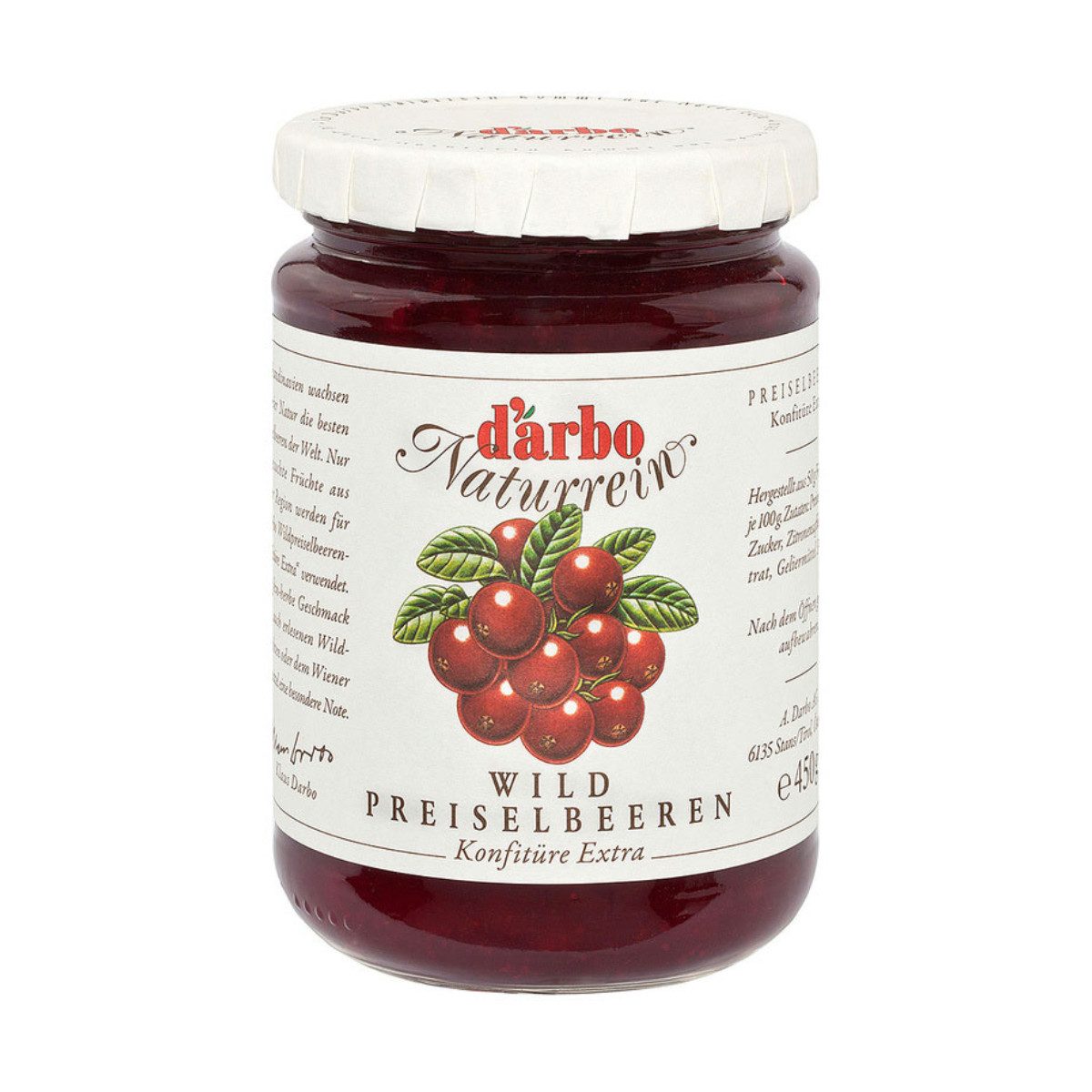 darbo Fruchtaufstrich, Darbo Wildpreiselbeeren Konfitüre Extra Naturrein Fruchtaufstrich 450g