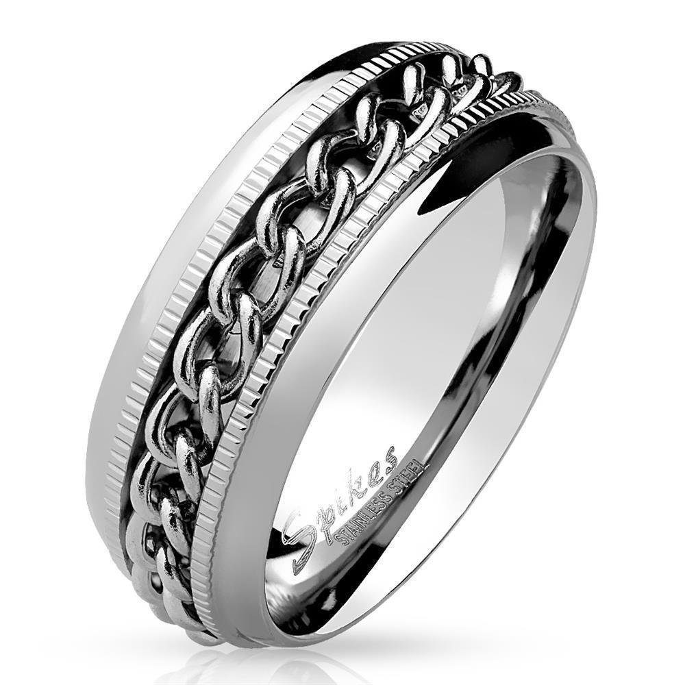 BUNGSA Fingerring 64 (20.4) Bungsa SPINNER RING Edelstahl silber - Ring KETTE (Ring, 1-tlg), Damen Herren