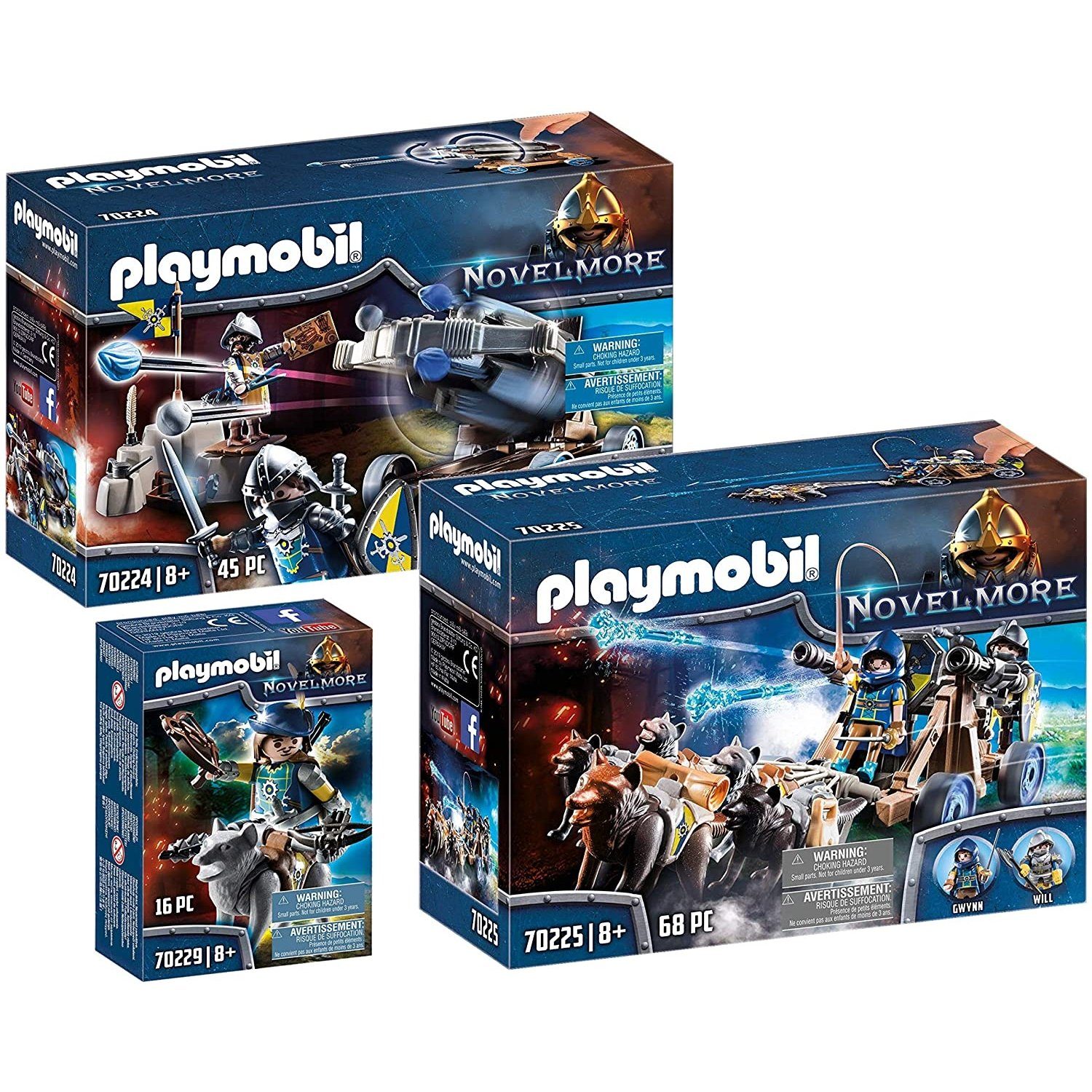 Playmobil® Spielbausteine »70224-25-29 Novelmore 3er Set Balliste +  Wolfsgespann +«