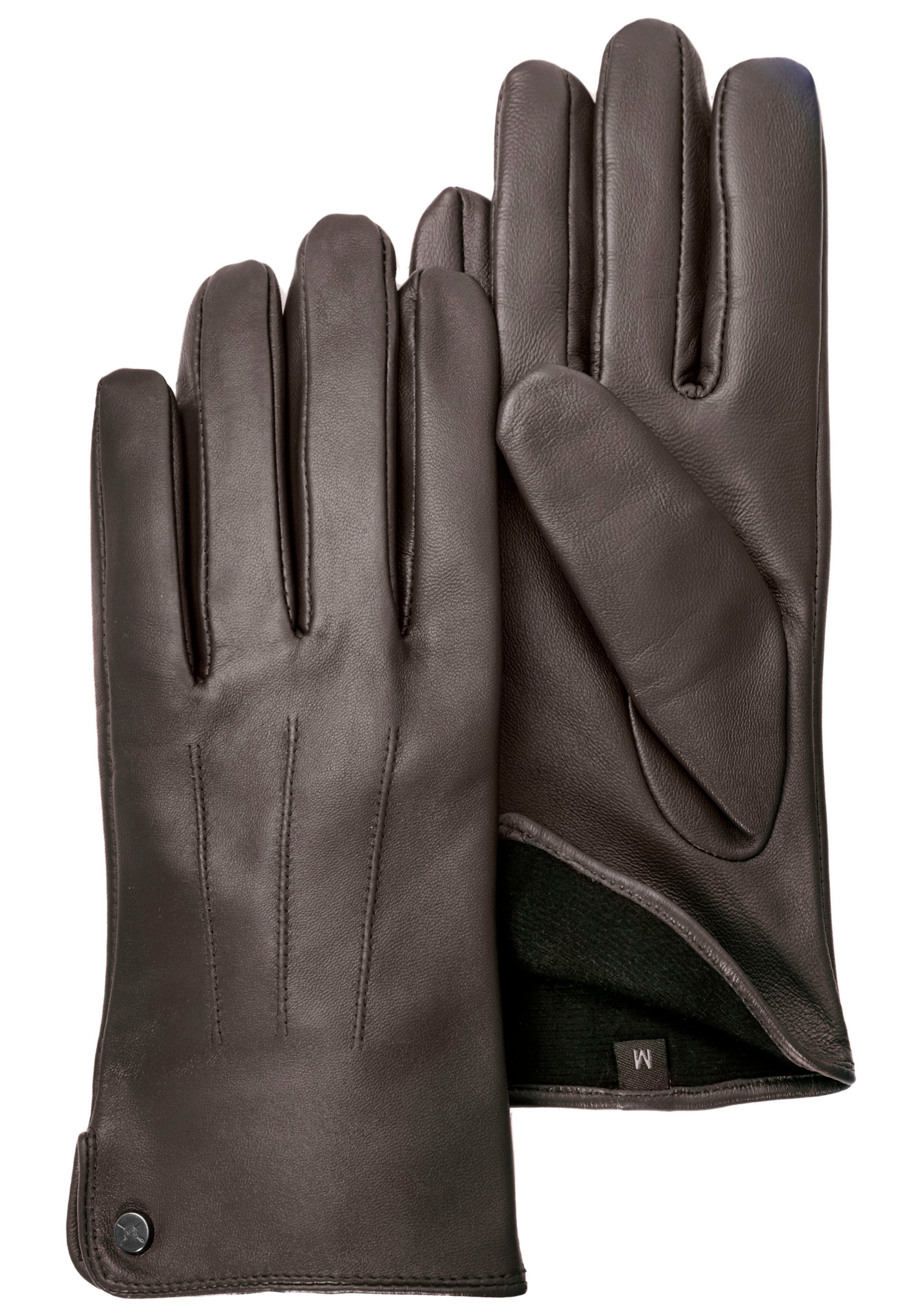 PEARLWOOD Lederhandschuhe Seitenschlitze für komfortables Anziehen dark brown