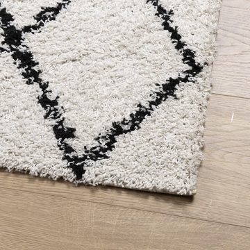 Teppich Teppich Shaggy Hochflor Modern Creme und Schwarz 80x200 cm, vidaXL, Rechteckig