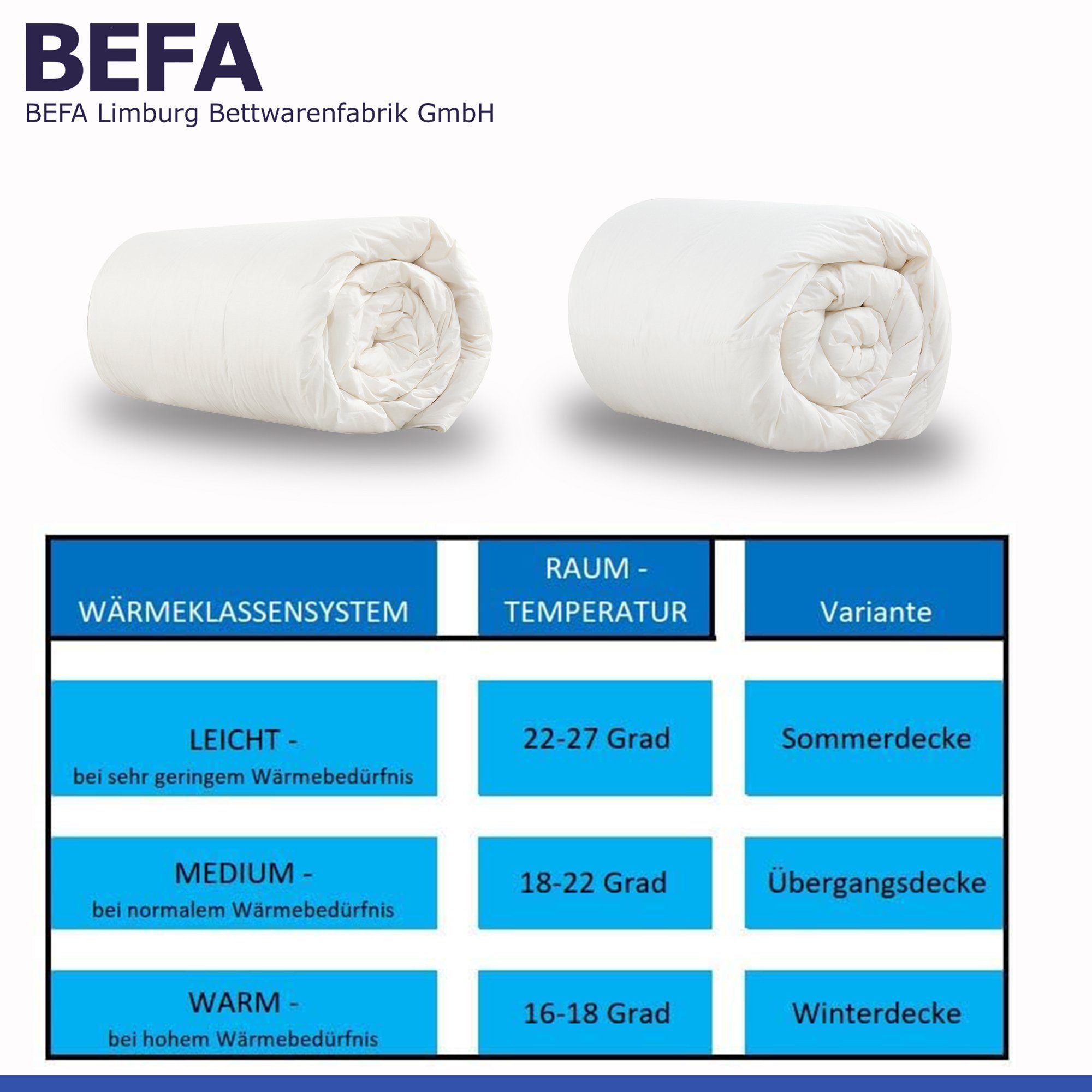 BEFA geeignet 4-Jahreszeitendecke, kuschelig weiche 10% Federn, Germany Allergiker - Verarbeitung 90% Made in NATUR, Daunen, Premium-Ganzjahresdecke, - hochwertige Füllung: Daunenbettdecke,
