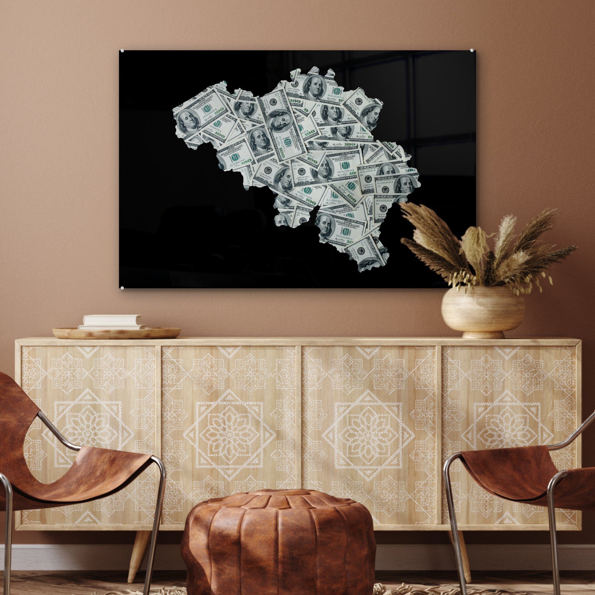 Acrylglasbild & - Schlafzimmer Geld, Acrylglasbilder Wohnzimmer MuchoWow St), - Belgien Karte (1