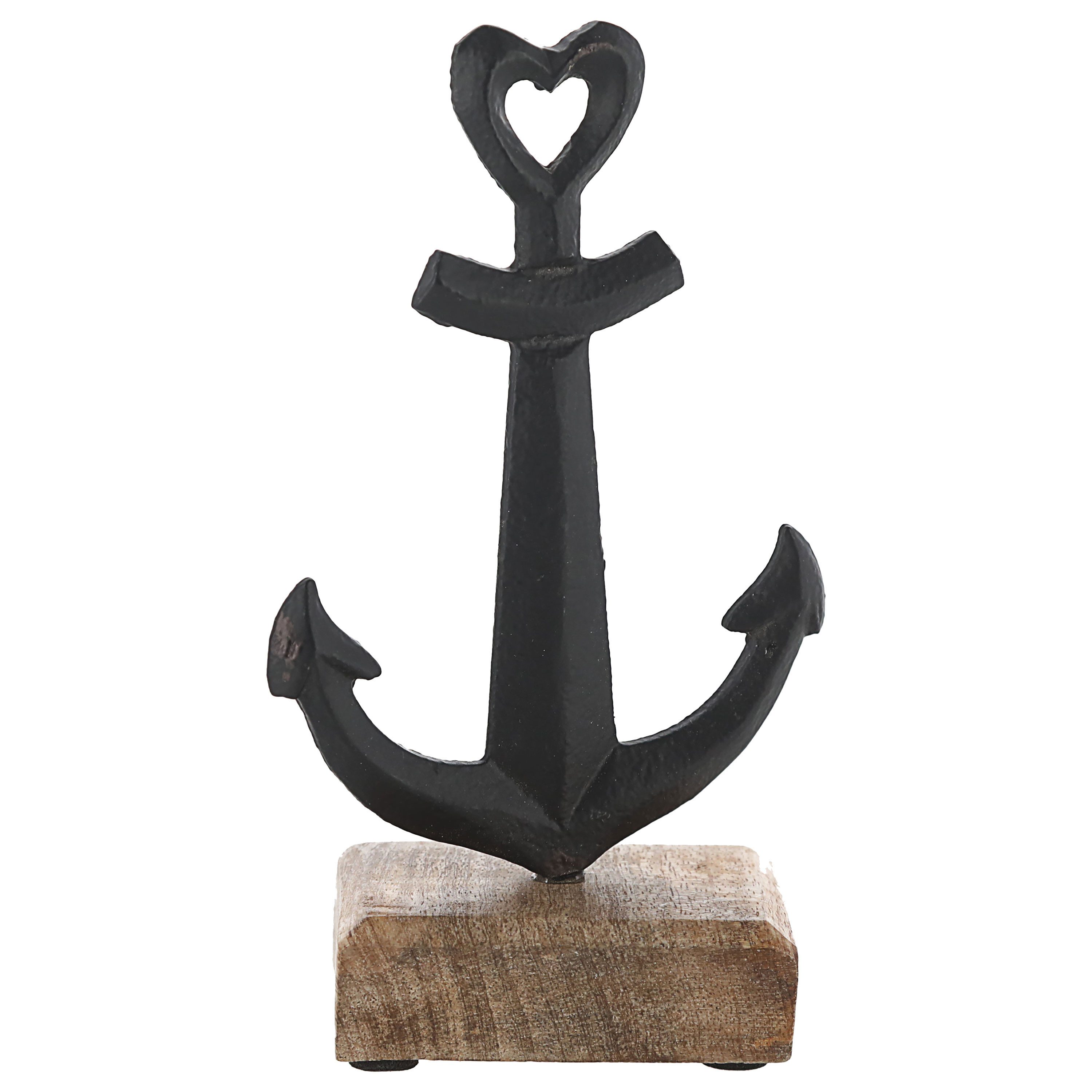 CEPEWA Dekoobjekt Anker auf Sockel 11x17x5cm Mangoholz Aluminum braun schwarz Dekoanker