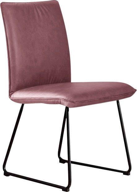 K+W Komfort & Wohnen Kufenstuhl II, Deseo mit Rundrohrkufe Metall schwarz Struktur Stuhl in