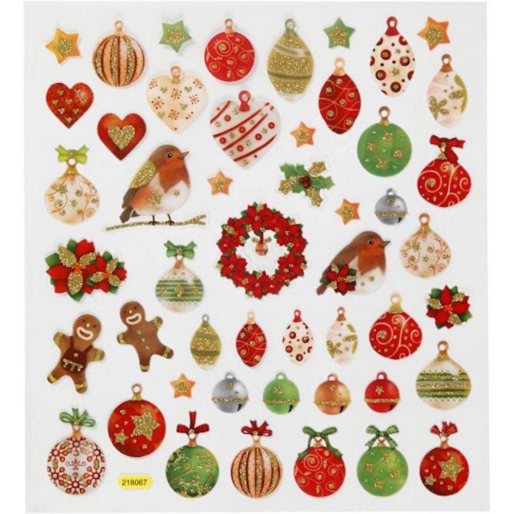 Creotime Aufkleber Sticker, Weihnachtsmotive, 15x16,5 cm, 1 Bl.