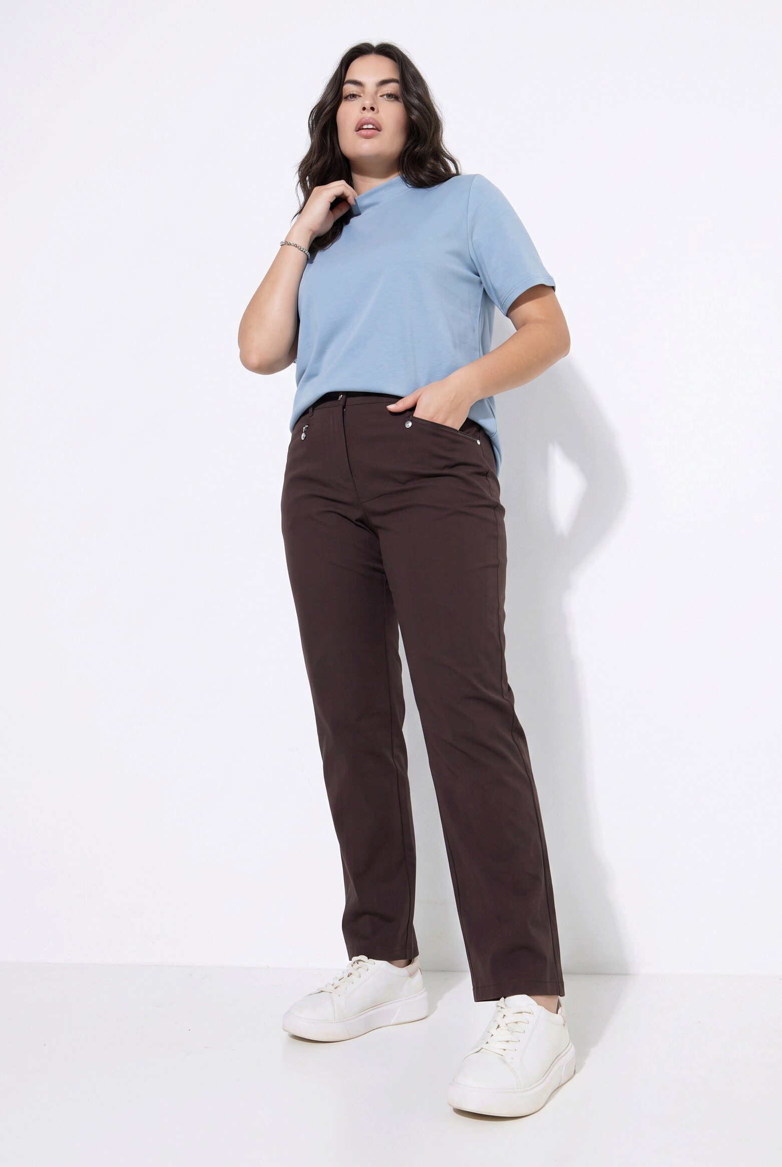 Ulla Popken Funktionshose Bengalinhose Mony konisches Bein Zipptaschen