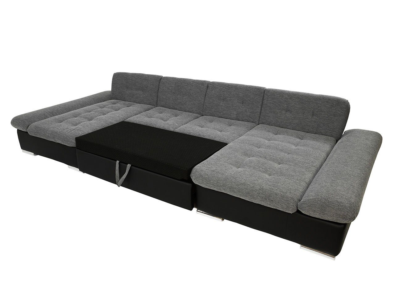 mit Alia MIRJAN24 2 U-Form Schlaffunktion, Couch Bettkasten Sofa mit und Regulierbare Ecksofa, Wohnlandschaft Wohnlandschaft Premium, Armlehnen,