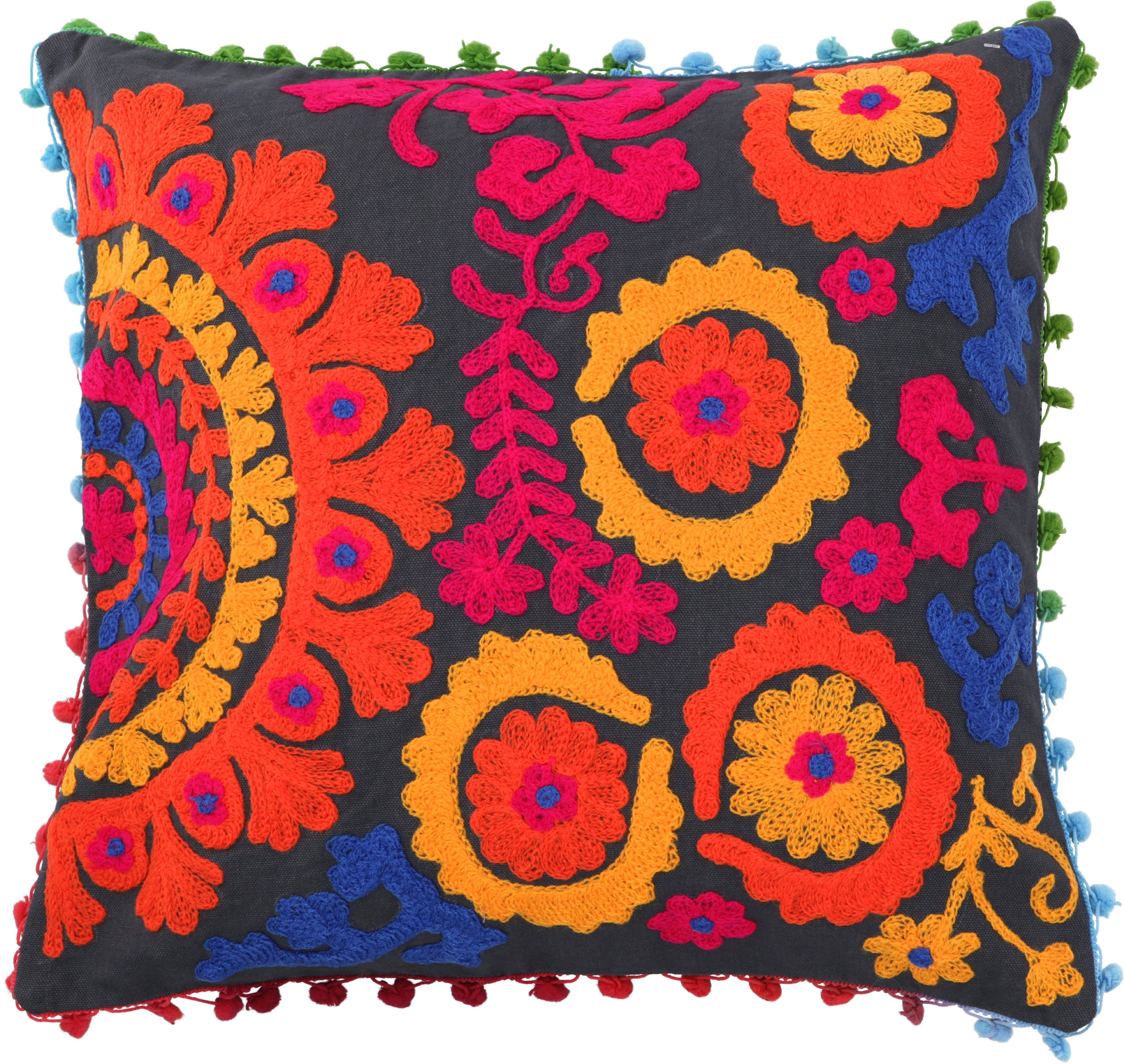 Guru-Shop Kissenbezüge Boho Kissenhülle, farbenfrohes besticktes.. günstig online kaufen