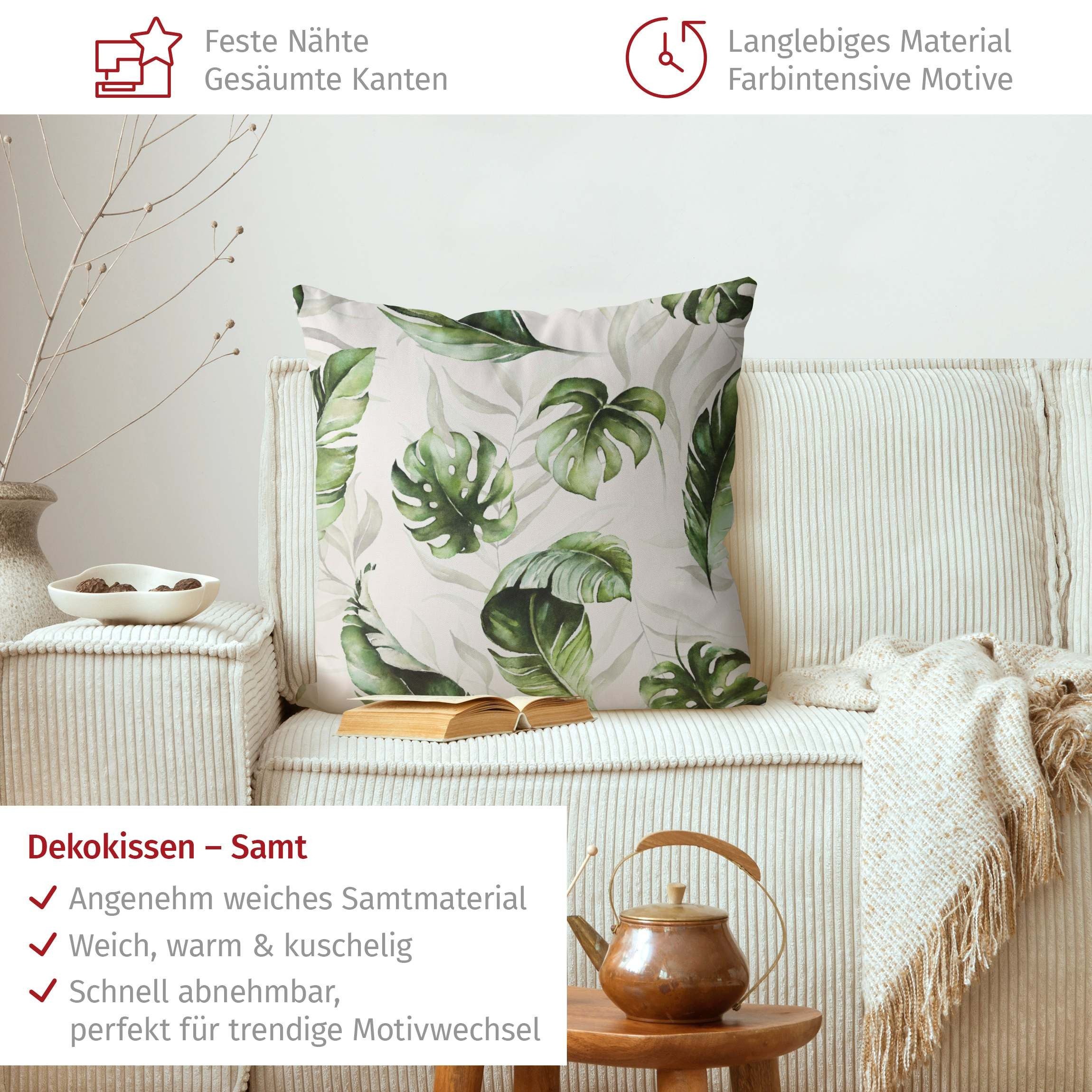 Bilderdepot24 Dekokissen drinnen Kissenhülle/ Sofakissen/ Zierkissen Kissenhülle grün originell, Bezug Aquarell mit / ohne Füllung Zierkissen Outdoor Sofa Bett