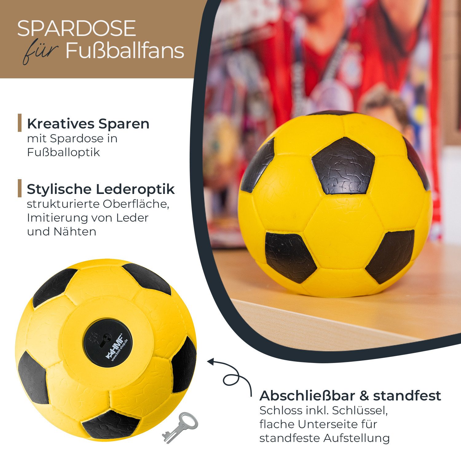 HMF Spardose 4790-17 Spardose Fußball Lederoptik, 15 cm Durchmesser, schwar günstig online kaufen