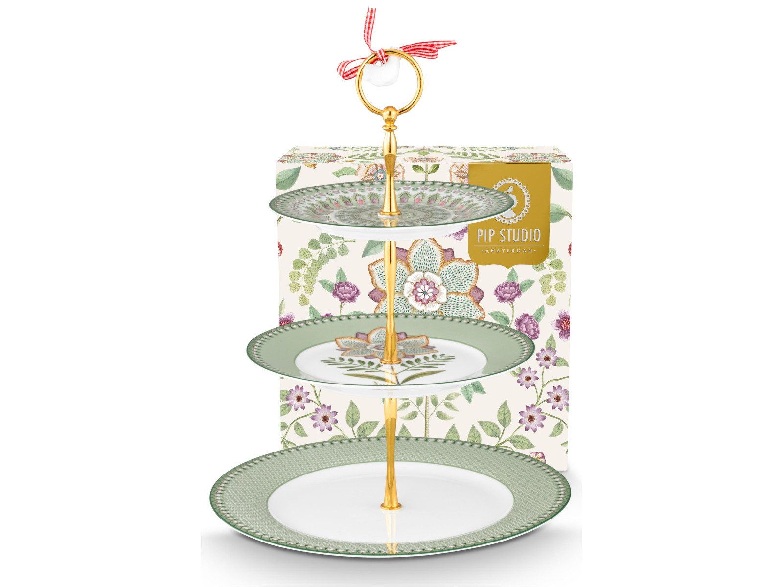 PiP Studio Tortenplatte Lily&Lotus Light Green Etagere 3tlg, Porzellan, (Etageren)