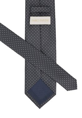 Fabio Farini Krawatte verschiedene Herren Krawatten - Schlips mit Punkten in 8cm Breite (ohne Box, Gepunktet) Breit (8cm), Grau (Weiß)