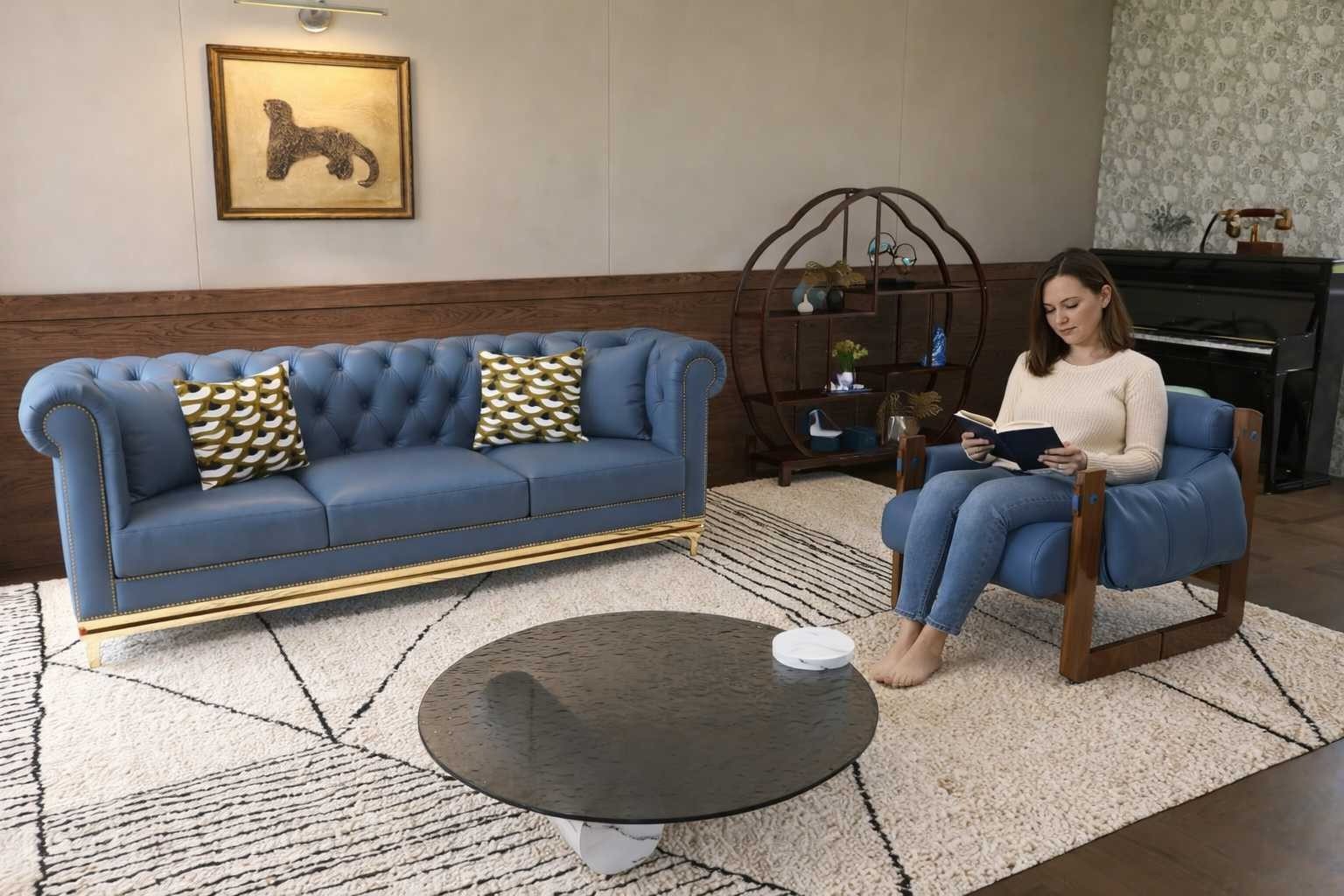 Xlmoebel Relaxsessel Eleganter blauer Sessel für das Wohnzimmer mit hohem Komfort (1-St., Relaxsessel blau), Made in Europa