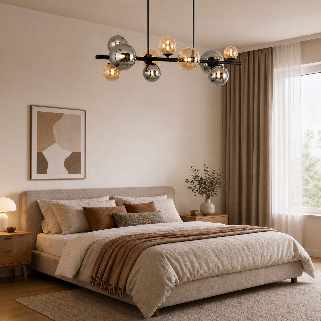 Nettlife Pendelleuchte Esstisch 10flammig Glas Schwarz Modern Hängelampe G9, ohne Leuchtmittel, für Esszimmer Wohnzimmer Schlafzimmer Kronleuchter – Bild 4 von 5