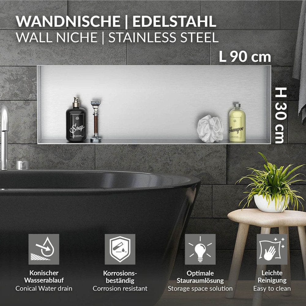 LuxeBath Duschwand Wandnische aus Edelstahl Flexibler günstig online kaufen