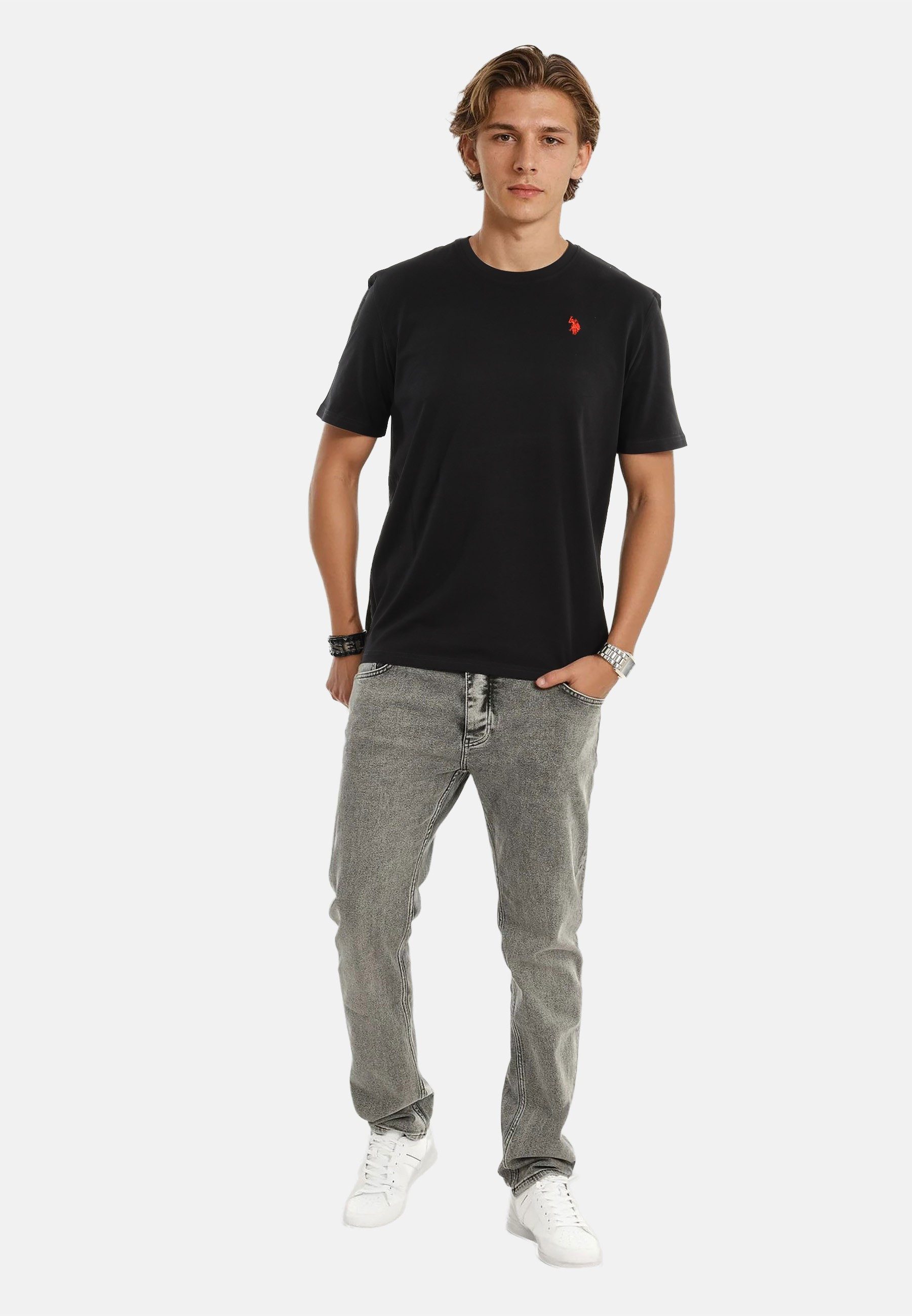 U.S. Polo Assn. T-Shirt USNaash – Herren Basic Shirt aus 100 % Baumwolle Klassischer Rundhalsausschnitt, weiches Material und Logo-Stickerei