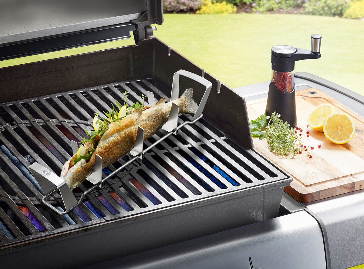 GEFU Grillschale FISCHHALTER BBQ, Edelstahl, (1-St), verstellbare Größe, leicht zu reinigen, perfekt für Grillpartys
