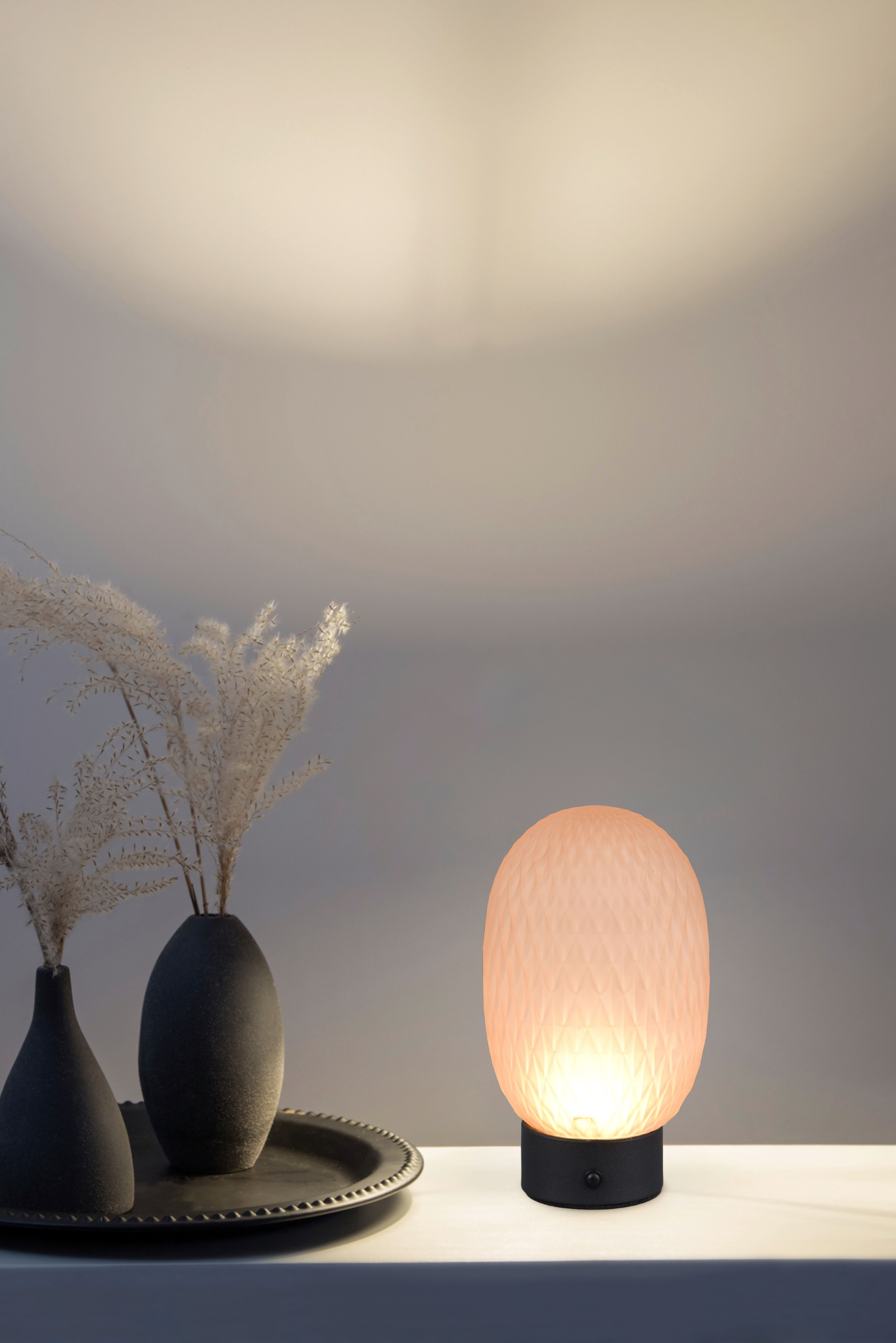 lightling LED Tischleuchte Juliane, LED fest integriert, Tageslichtweiß, Lichtfarbe einstellbar, USB Anschluss, Akkubetrieb, 4 Fach Touch