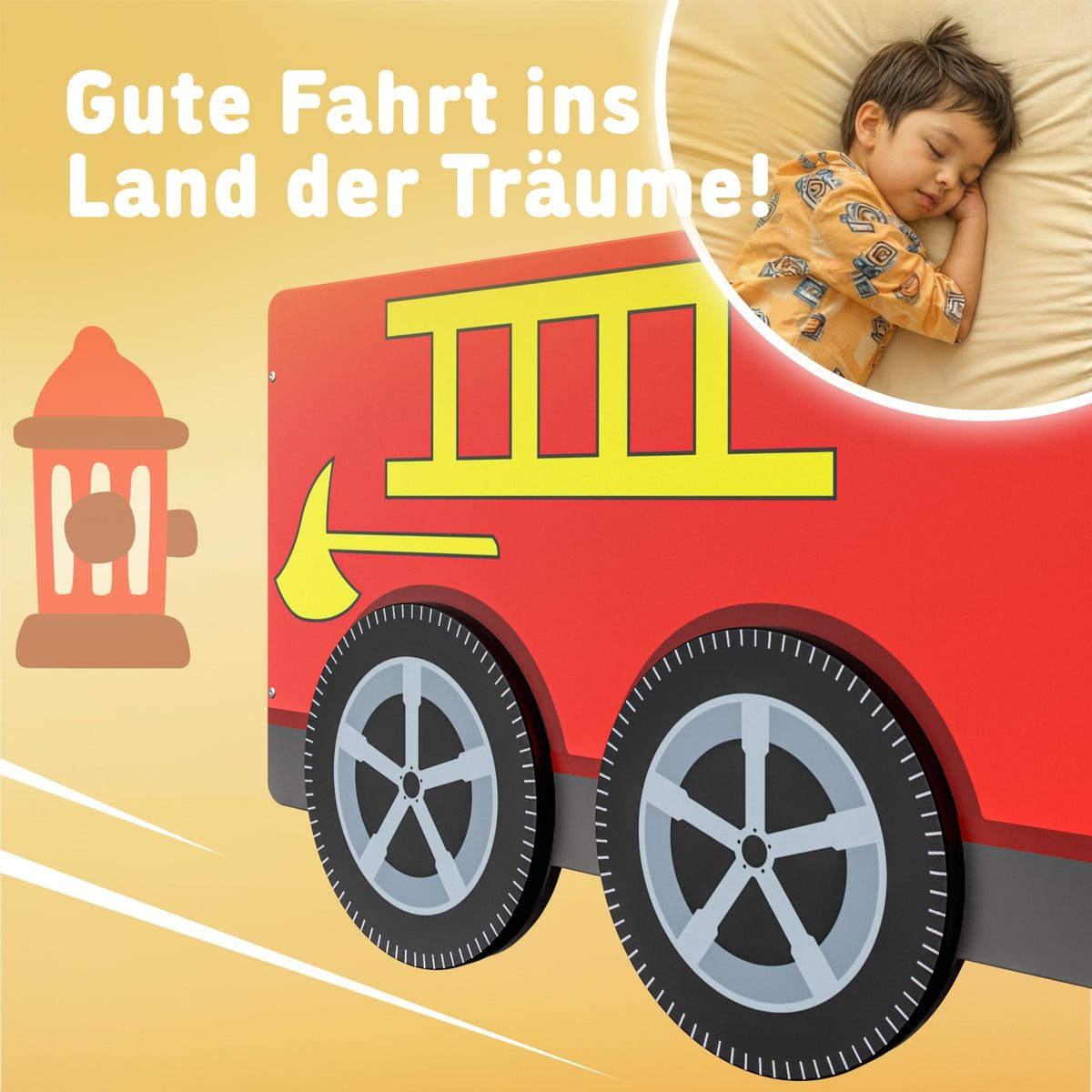 Casaria children's bed, 90x200cm, fall protection, slatted base, 120kg load capacity, children's bed, car bed