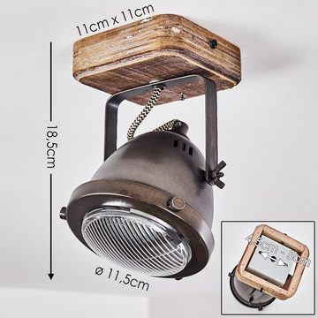 hofstein Deckenleuchte »Gavi« dimmbare Wandlampe aus Metall/Holz in Braun, ohne Leuchtmittel, Lampenschirm dreh-/schwenkbar, 1xGU10, Wandspot im Retro-Design