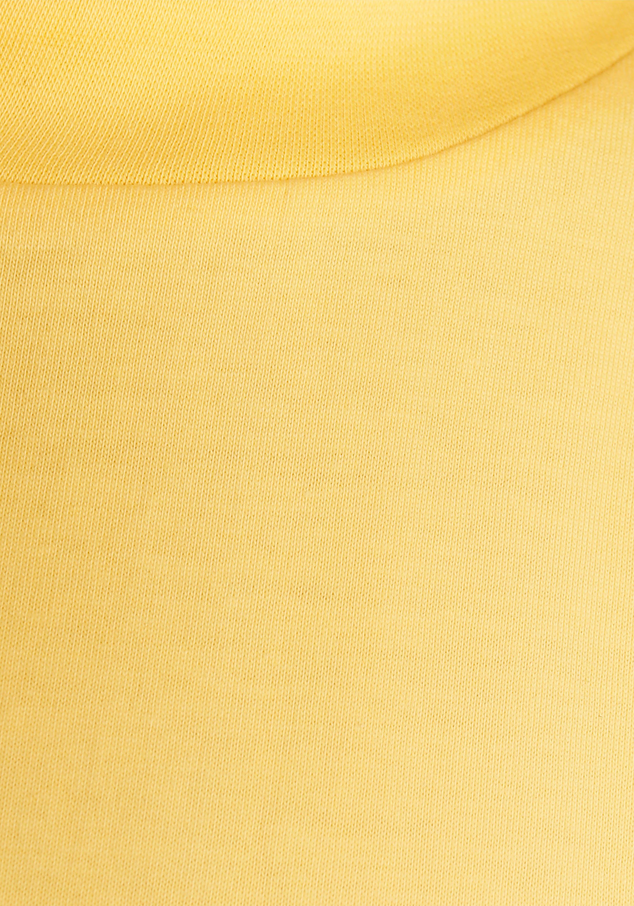 AJC Oversize-Shirt mit modisch breitem vanille Rippen-Rundhalsausschnitt gelb