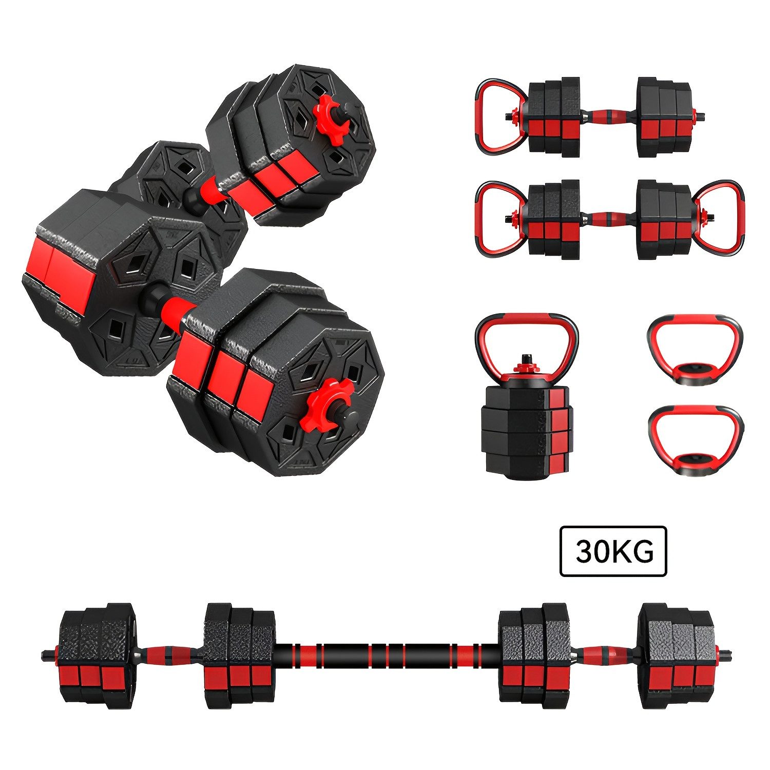ToteBox Hantel-Set Verstellbar 6 in1 Kettlebell Hanteln Set mit Verbindungsstahlrohr