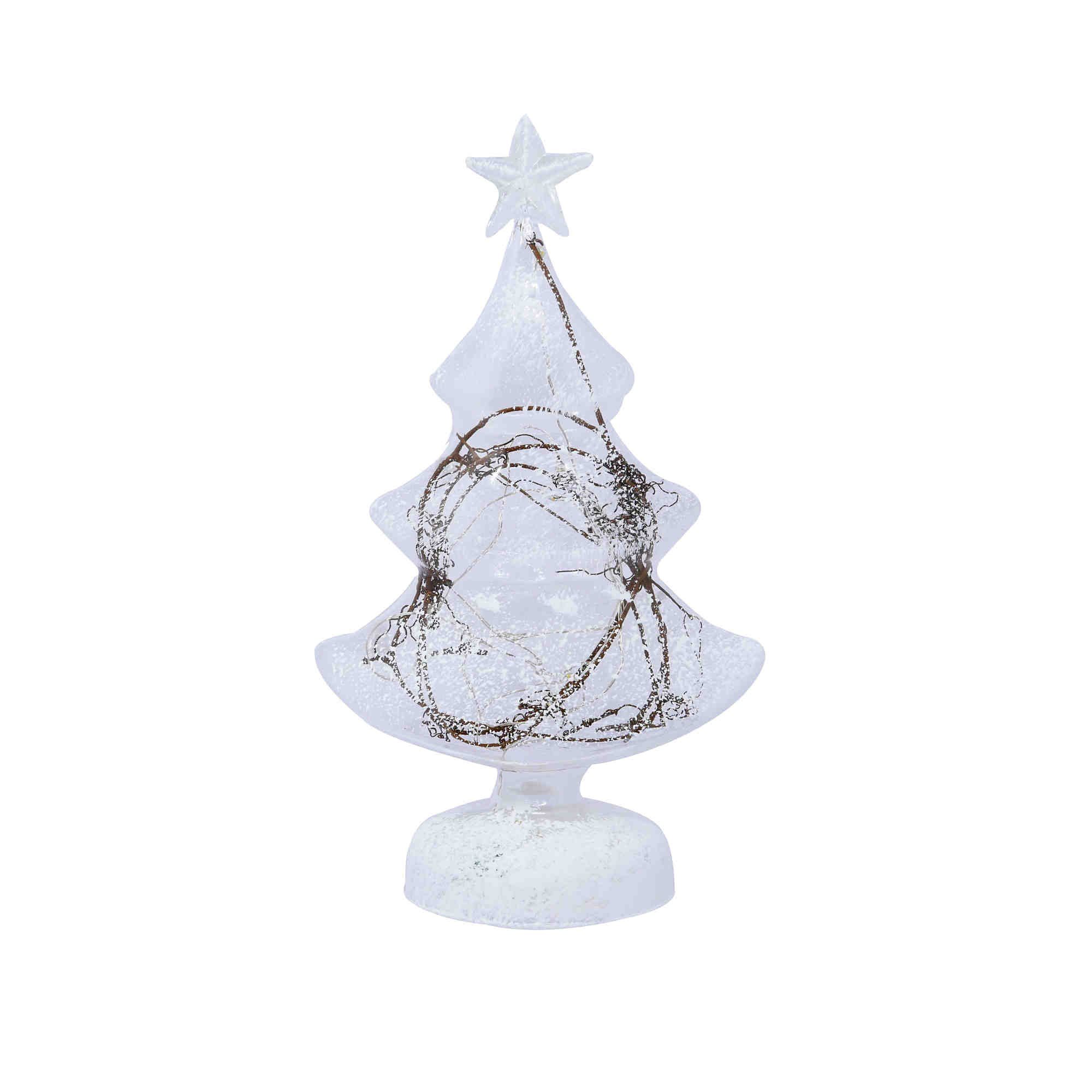 B&S LED Dekolicht Tannenbaum beleuchtet Weihnachtsdeko Glas Snowy 10 LED Hö günstig online kaufen