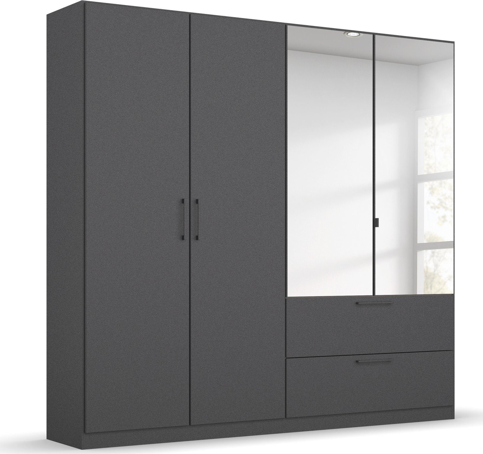 OTTO home Drehtürenschrank Kleiderschrank Schrank Garderobe Wäscheschrank CHALLENGER (Breiten 181/226 cm, Höhen 197/210 cm) mit Spiegeltüren und geräumigen Schubladen MADE IN GERMANY