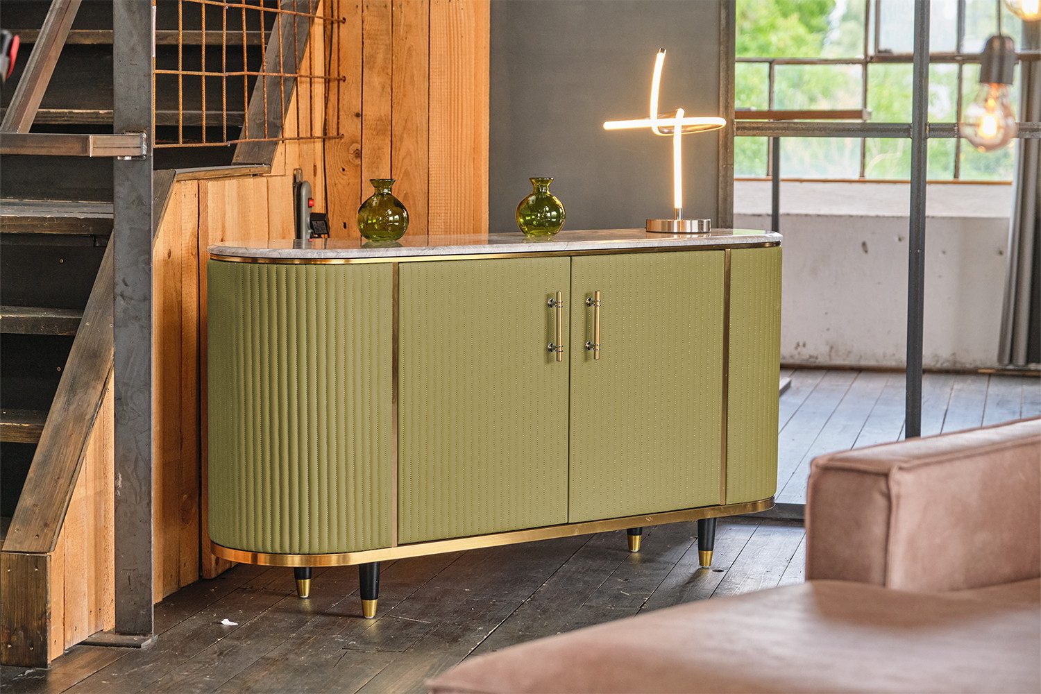 KAWOLA Sideboard MARIA, Marmorplatte Kunstleder verschiedene Farben